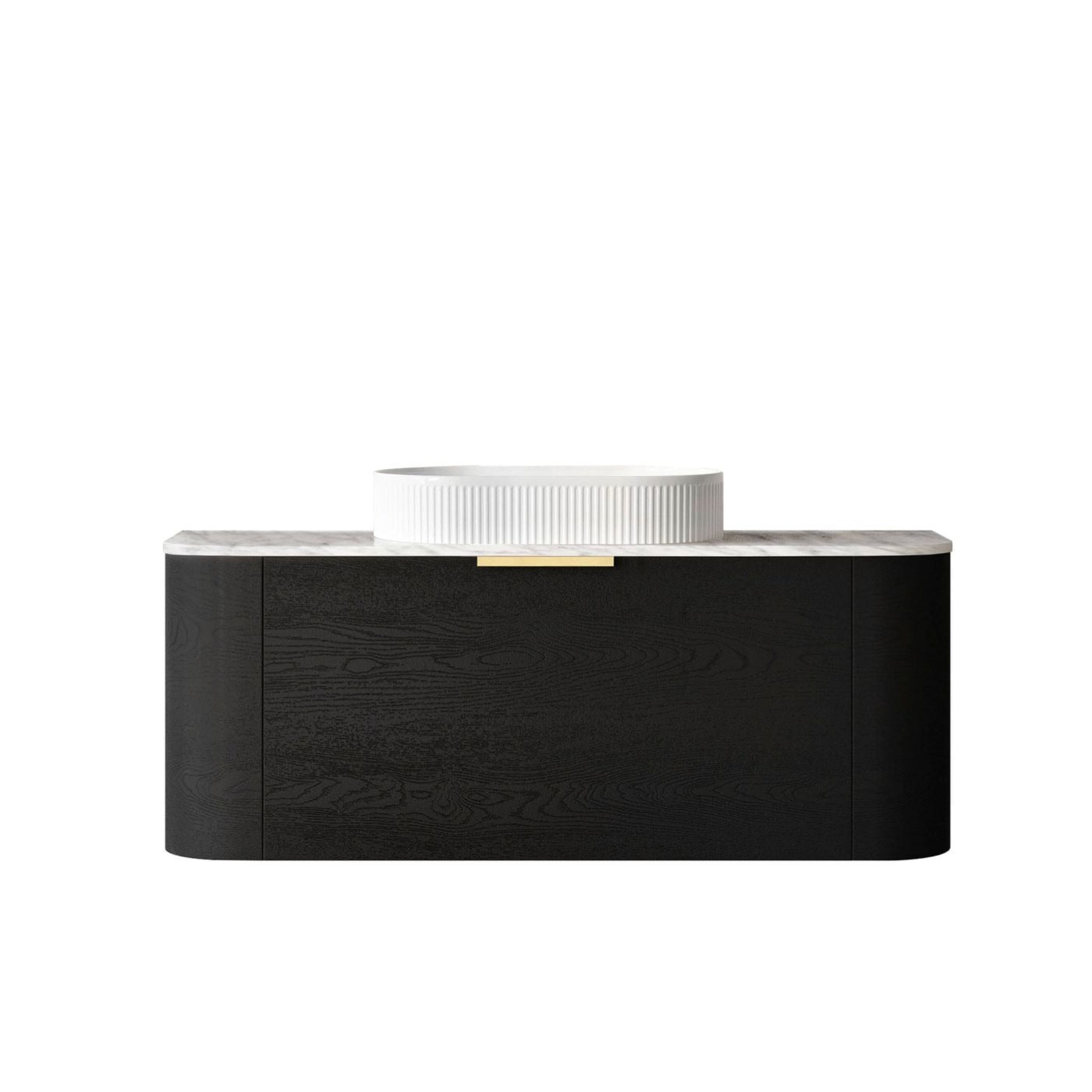 OTTI BONDI BLACK OAK 1200MM CURVE SINGLE BOWL WALL HUNG VANITY