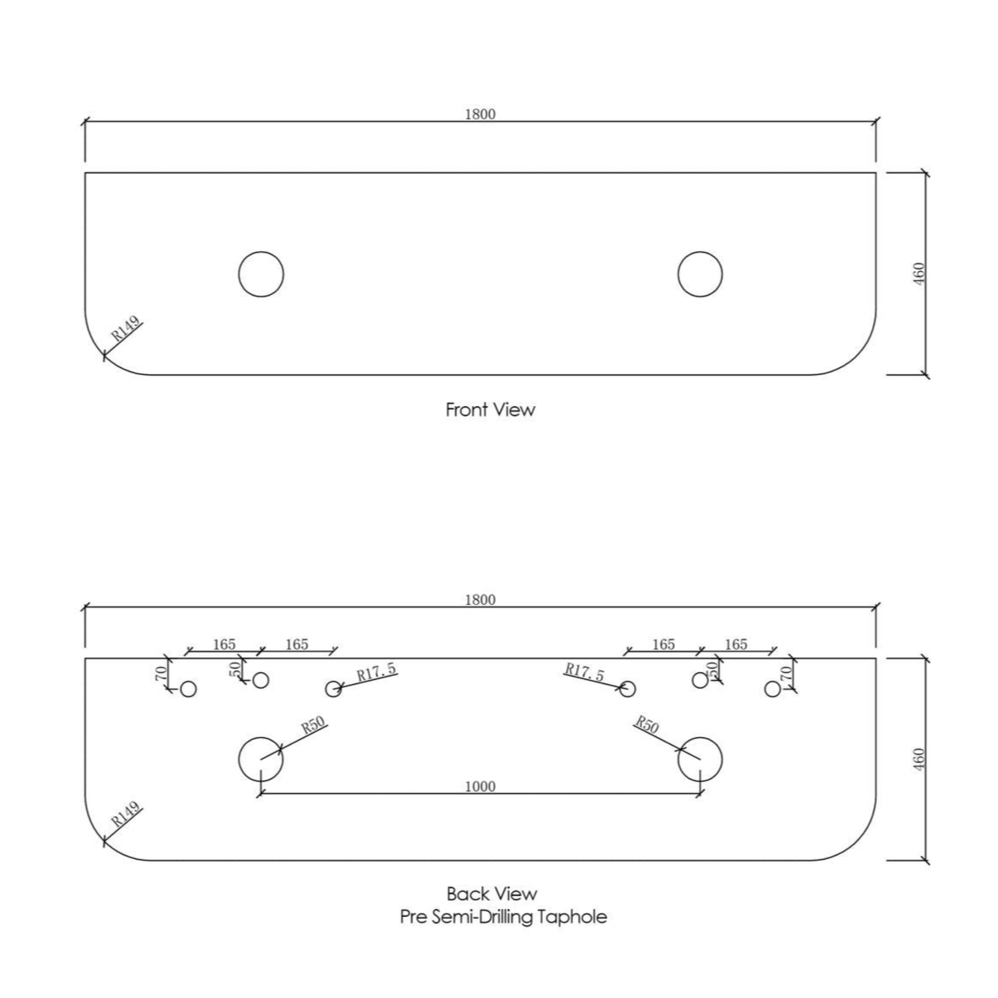 OTTI BONDI NATURAL OAK 1800MM CURVE DOUBLE BOWL WALL HUNG VANITY