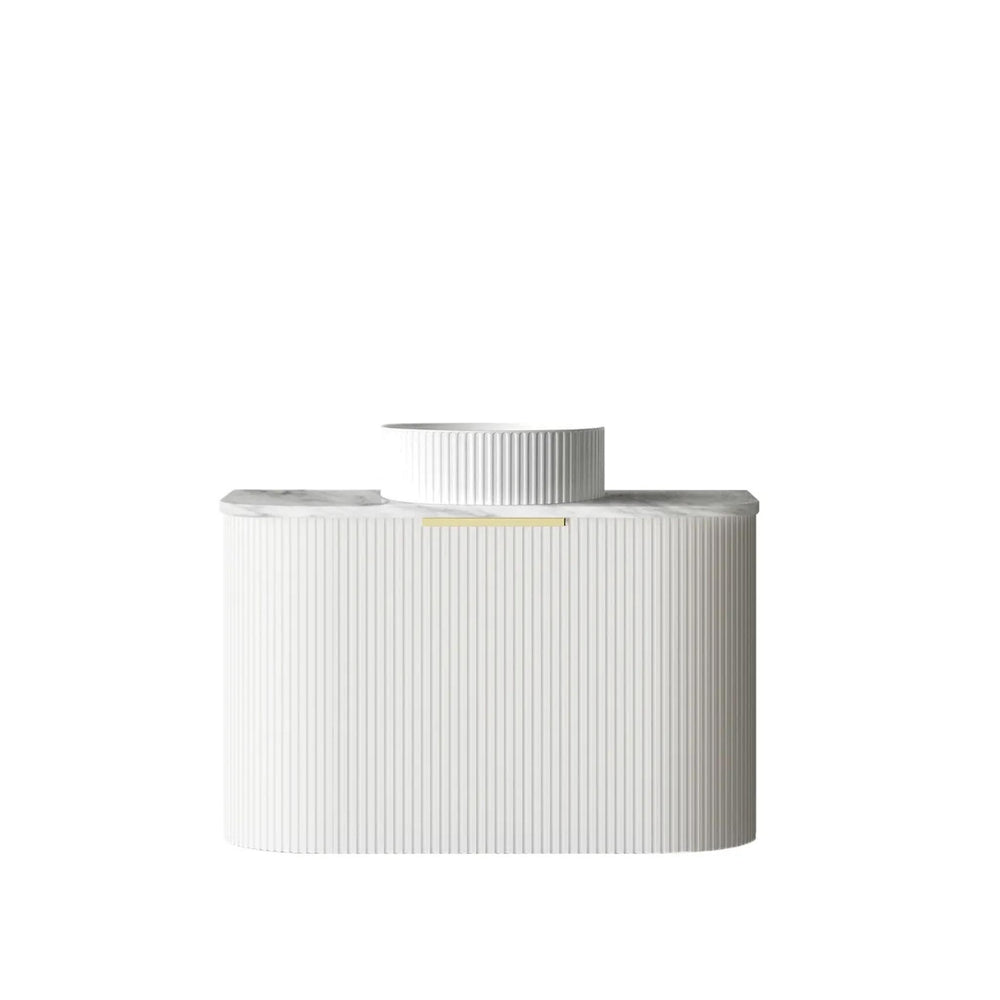 OTTI BONDI MATTE WHITE FLUTED 750MM CURVE SINGLE BOWL WALL HUNG VANITY