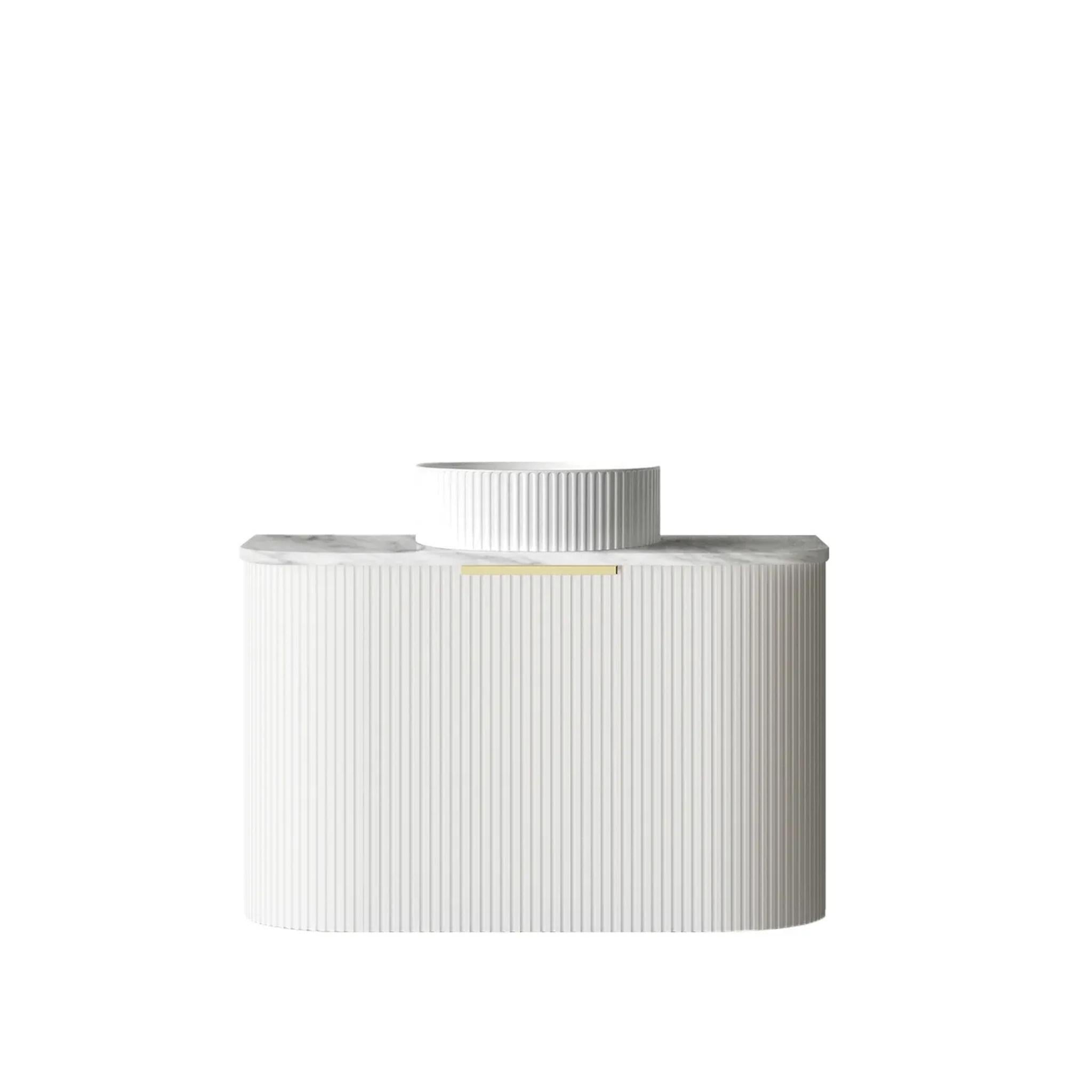 OTTI BONDI MATTE WHITE FLUTED 750MM CURVE SINGLE BOWL WALL HUNG VANITY