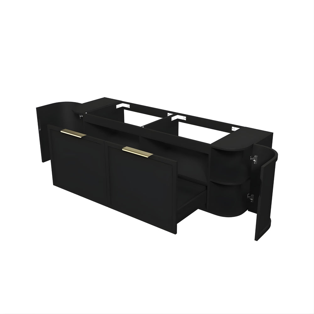 OTTI HAMPSHIRE SATIN BLACK 1500MM CURVE DOUBLE BOWL WALL HUNG VANITY