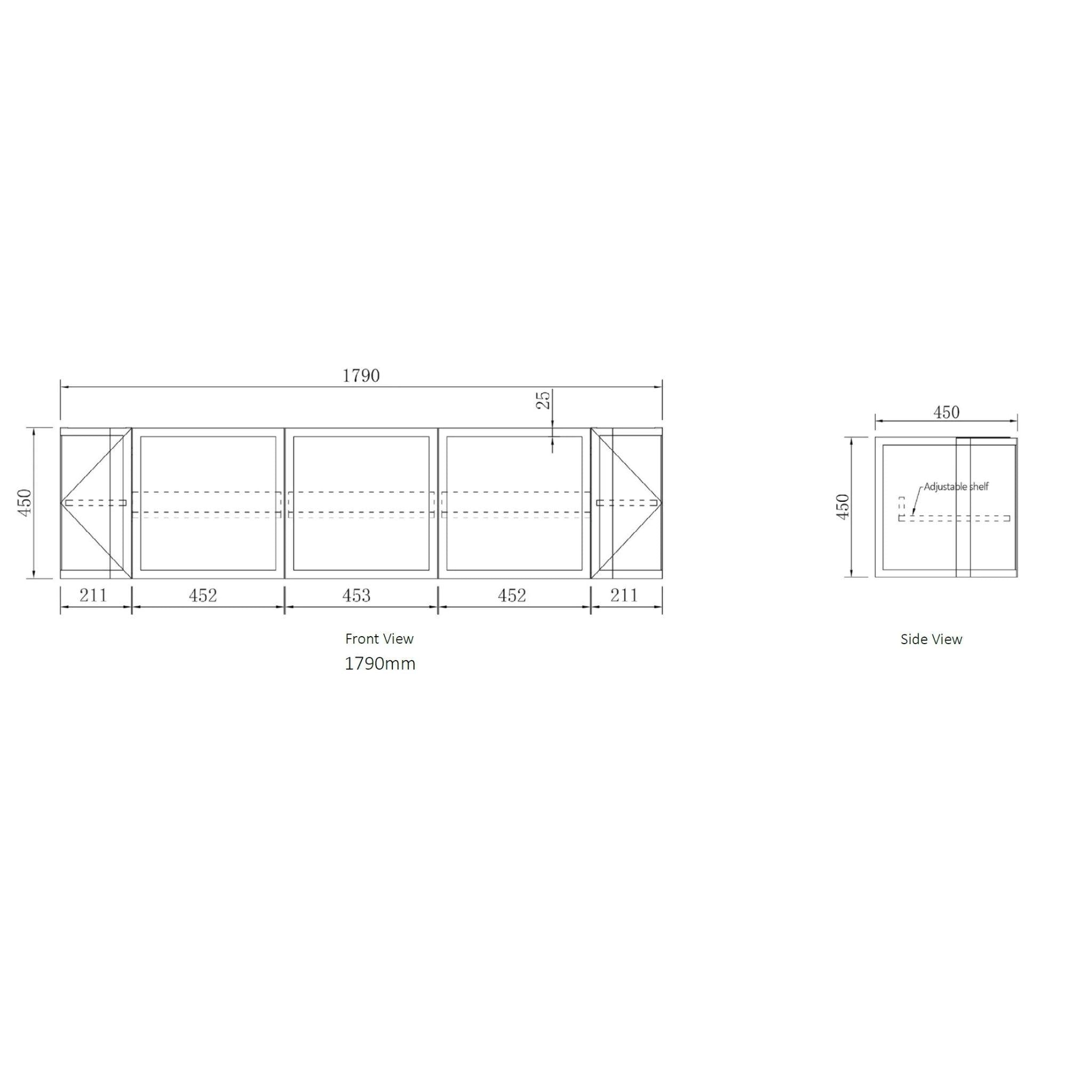 OTTI HAMPSHIRE SATIN BLACK 1800MM CURVE DOUBLE BOWL WALL HUNG VANITY