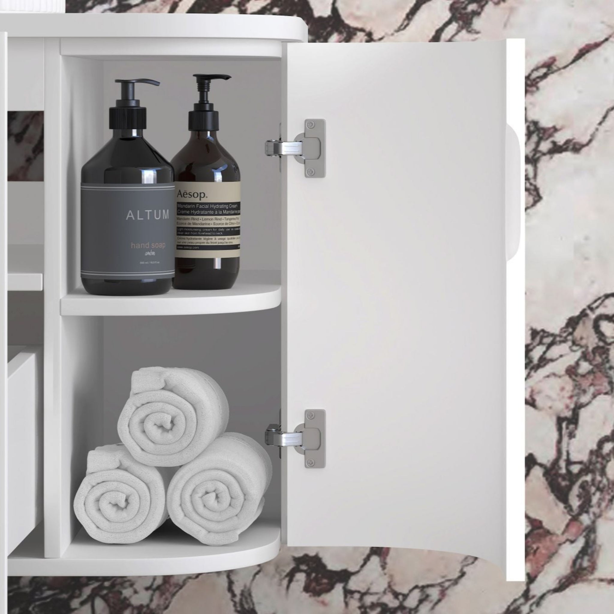 OTTI HAMPSHIRE SATIN WHITE 600MM CURVE SINGLE BOWL WALL HUNG VANITY