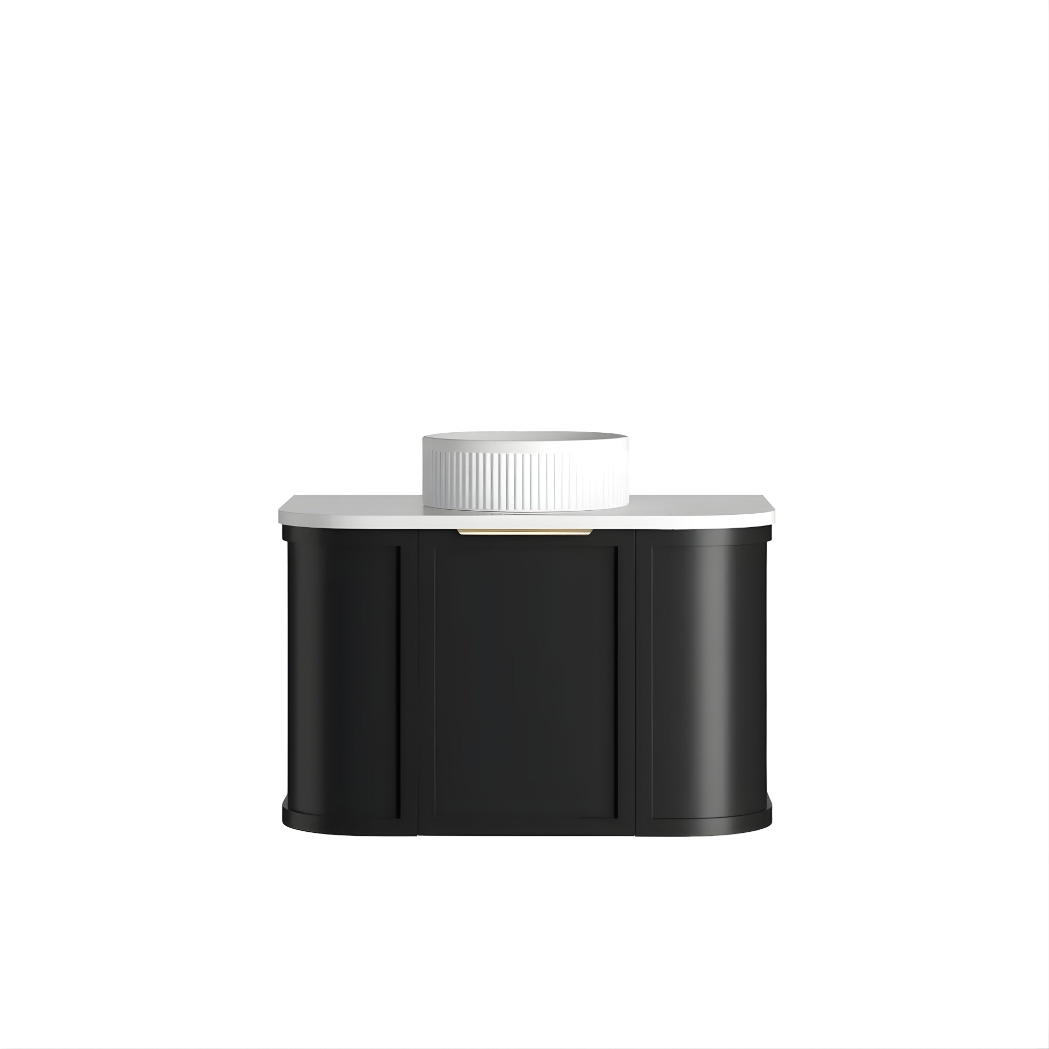 OTTI HAMPSHIRE SATIN BLACK 750MM CURVE SINGLE BOWL WALL HUNG VANITY