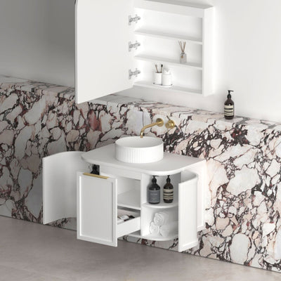 OTTI HAMPSHIRE SATIN WHITE 750MM CURVE SINGLE BOWL WALL HUNG VANITY