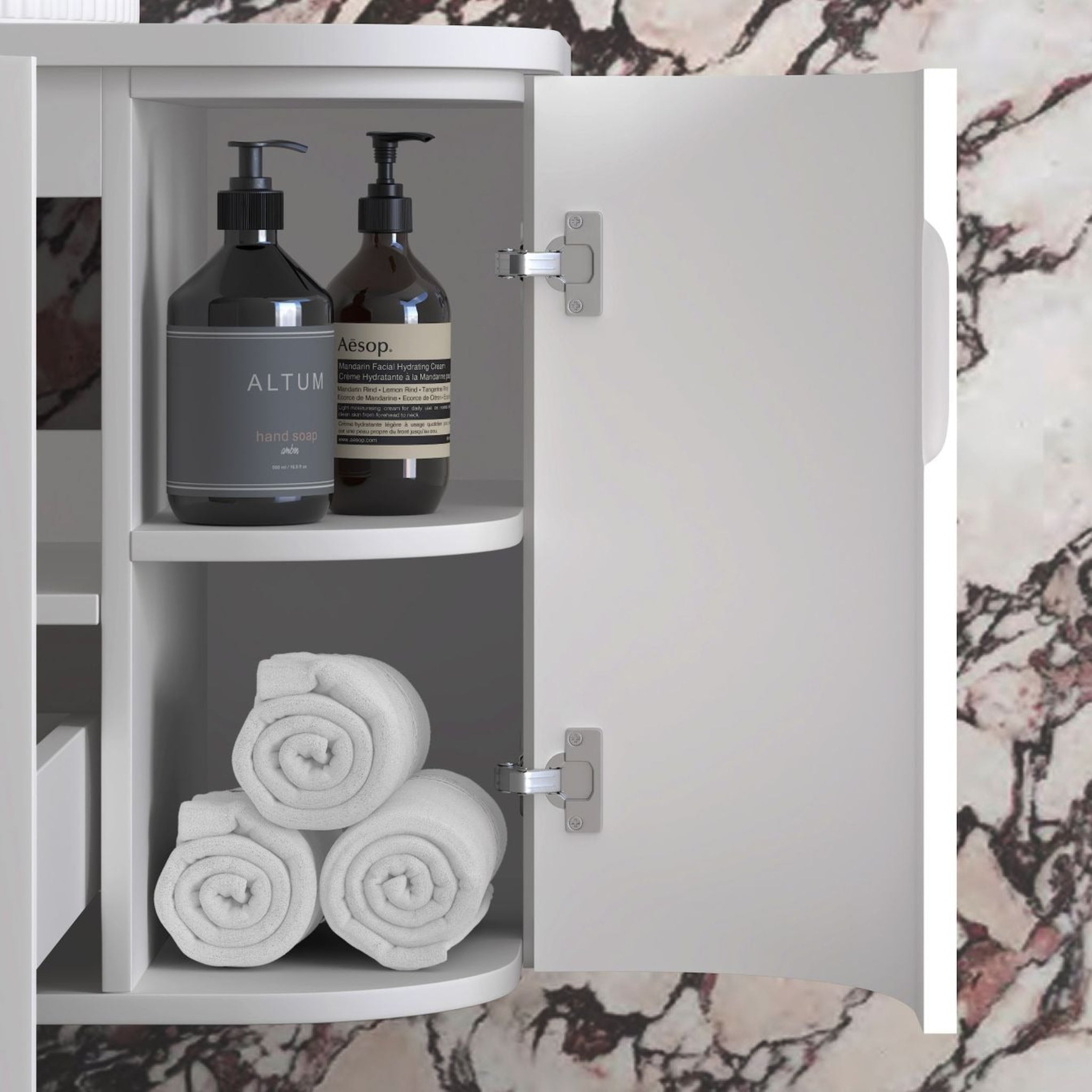 OTTI HAMPSHIRE SATIN WHITE 750MM CURVE SINGLE BOWL WALL HUNG VANITY