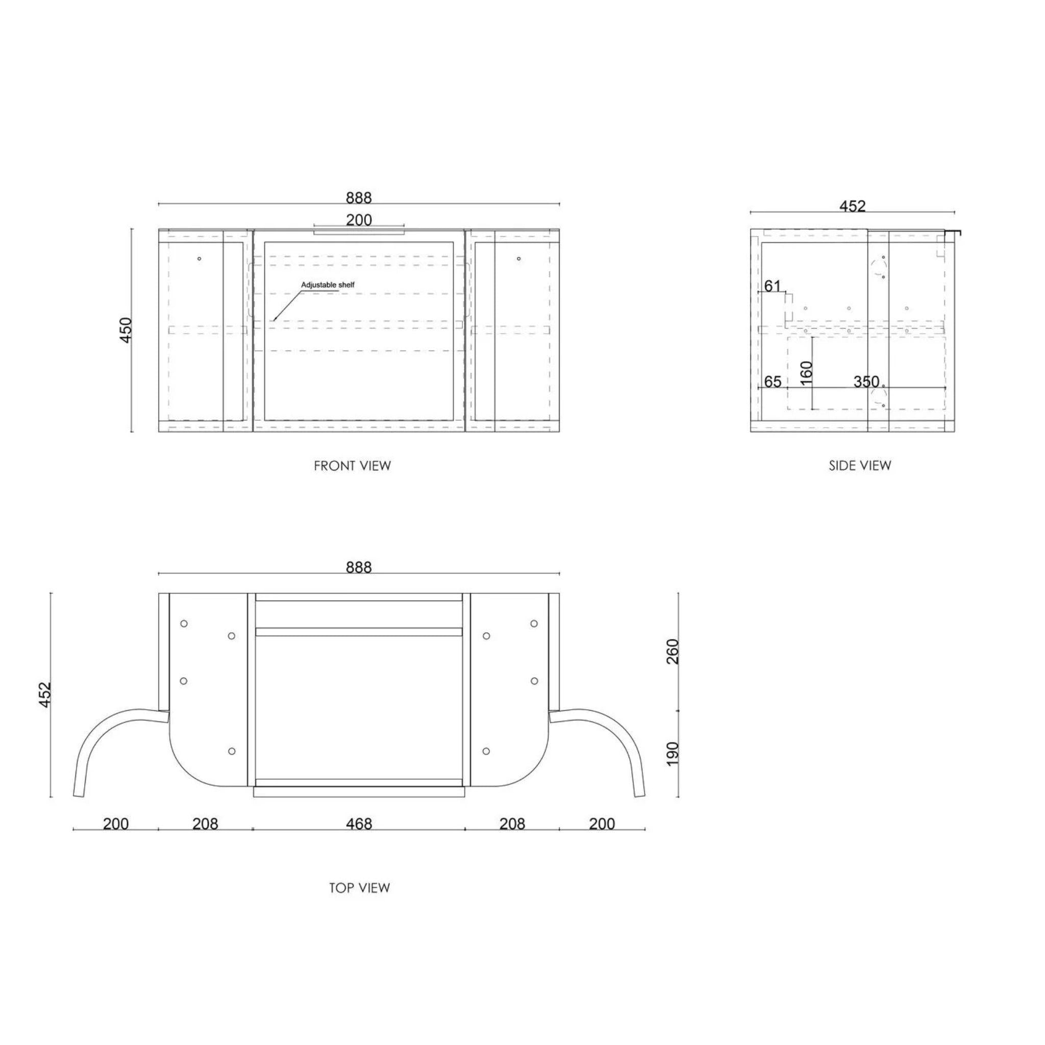 OTTI HAMPSHIRE SATIN WHITE 900MM CURVE SINGLE BOWL WALL HUNG VANITY