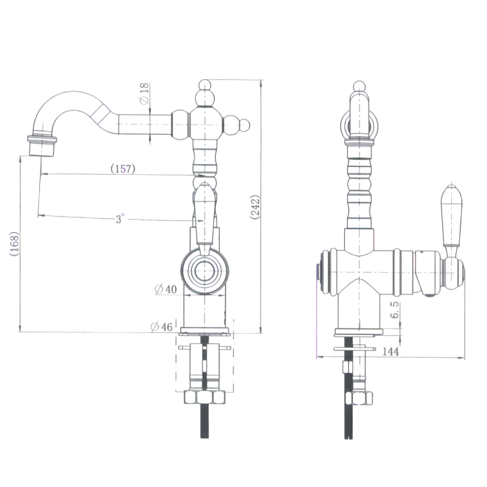 MODERN NATIONAL BORDEAUX HIGH RISE TALL BASIN MIXER 242MM BRUSHED NICKEL