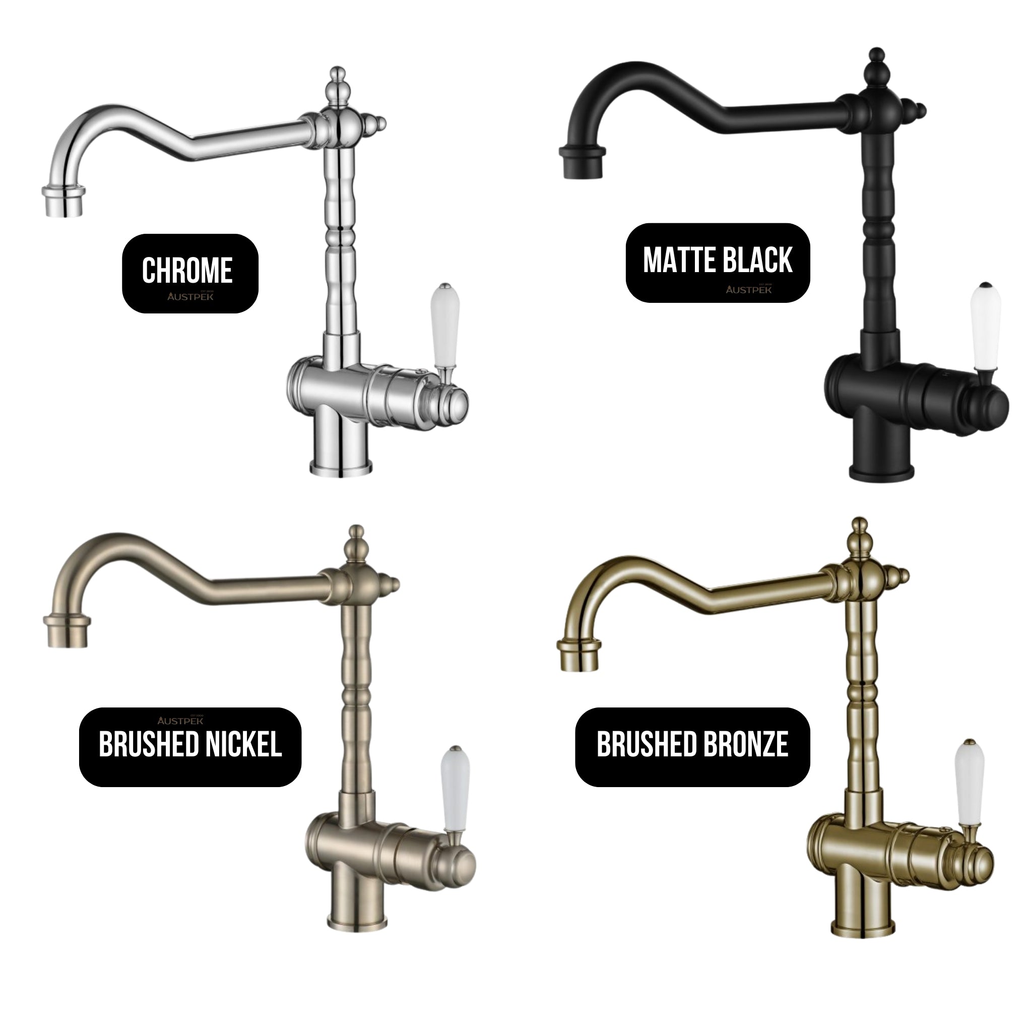 MODERN NATIONAL BORDEAUX KITCHEN MIXER 292MM BRUSHED NICKEL