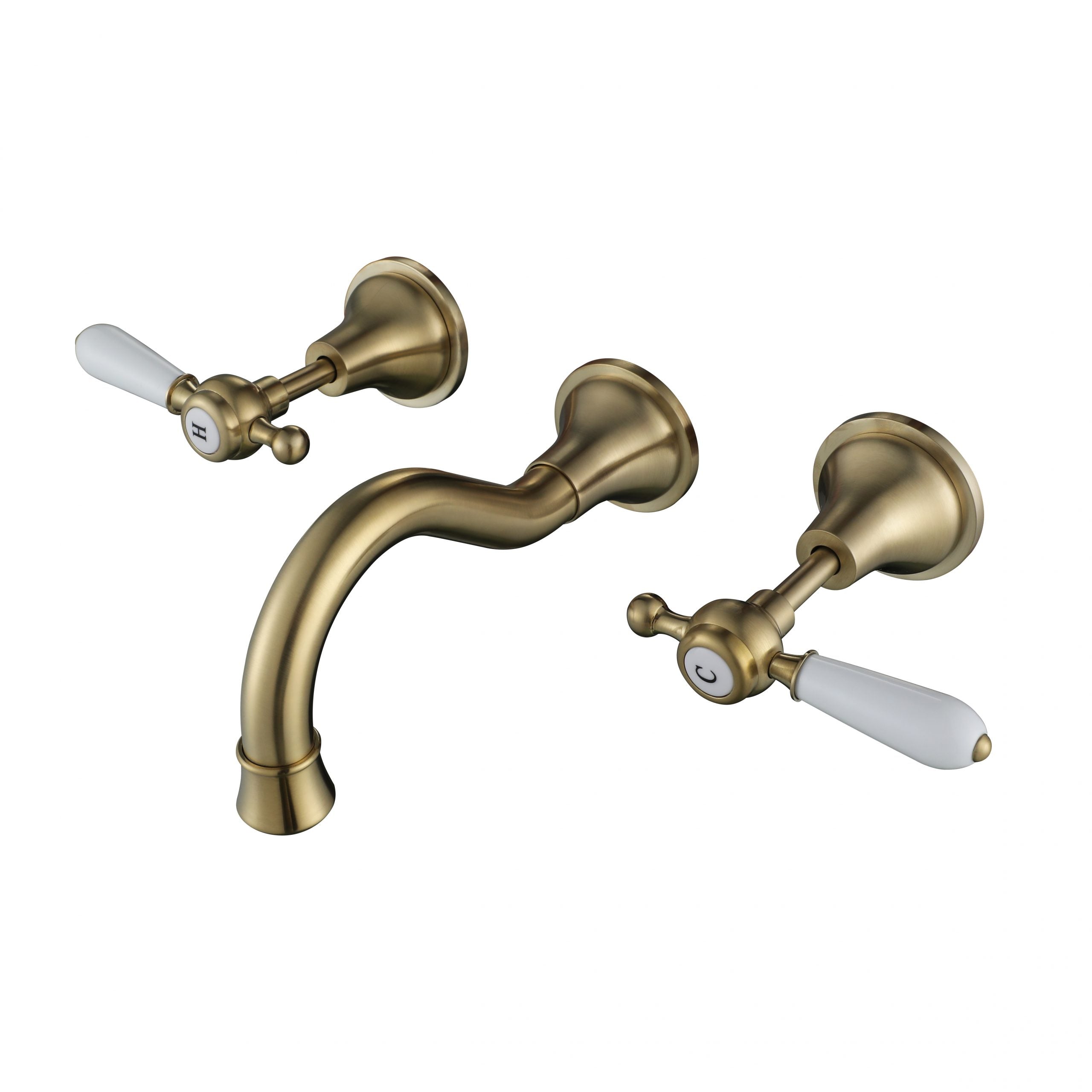 MODERN NATIONAL BORDEAUX WALL SPA AND SINK THREE PIECE SET 200MM BRUSHED BRONZE