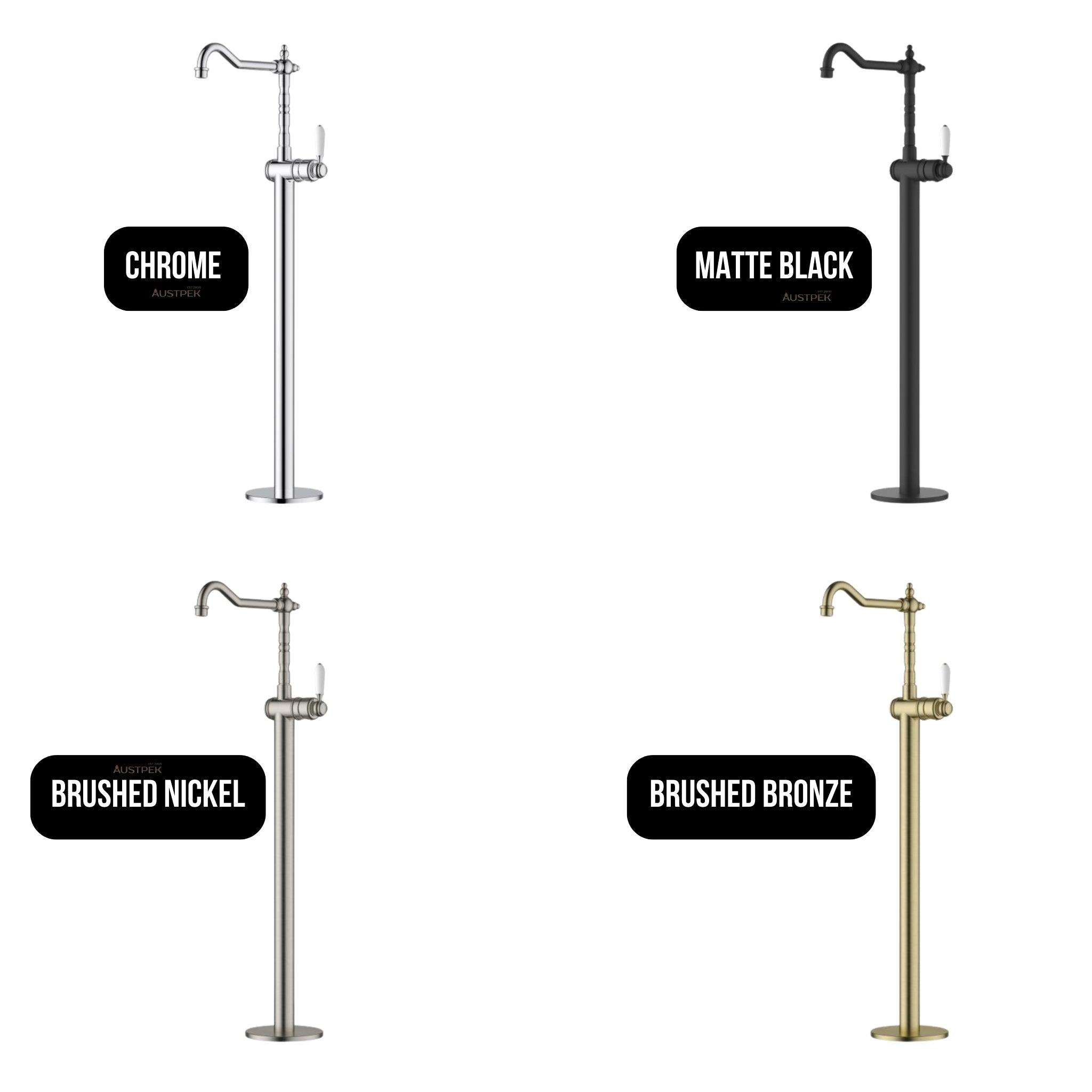 MODERN NATIONAL BORDEAUX FREESTANDING BATH MIXER 911MM CHROME