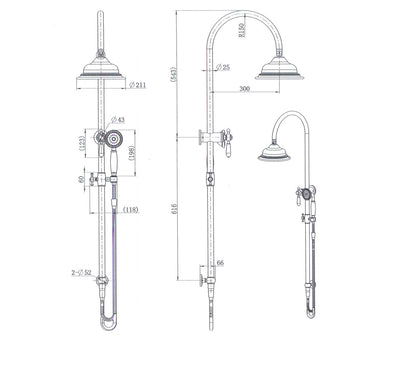 MODERN NATIONAL BORDEAUX SHOWER COLUMN SET CHROME