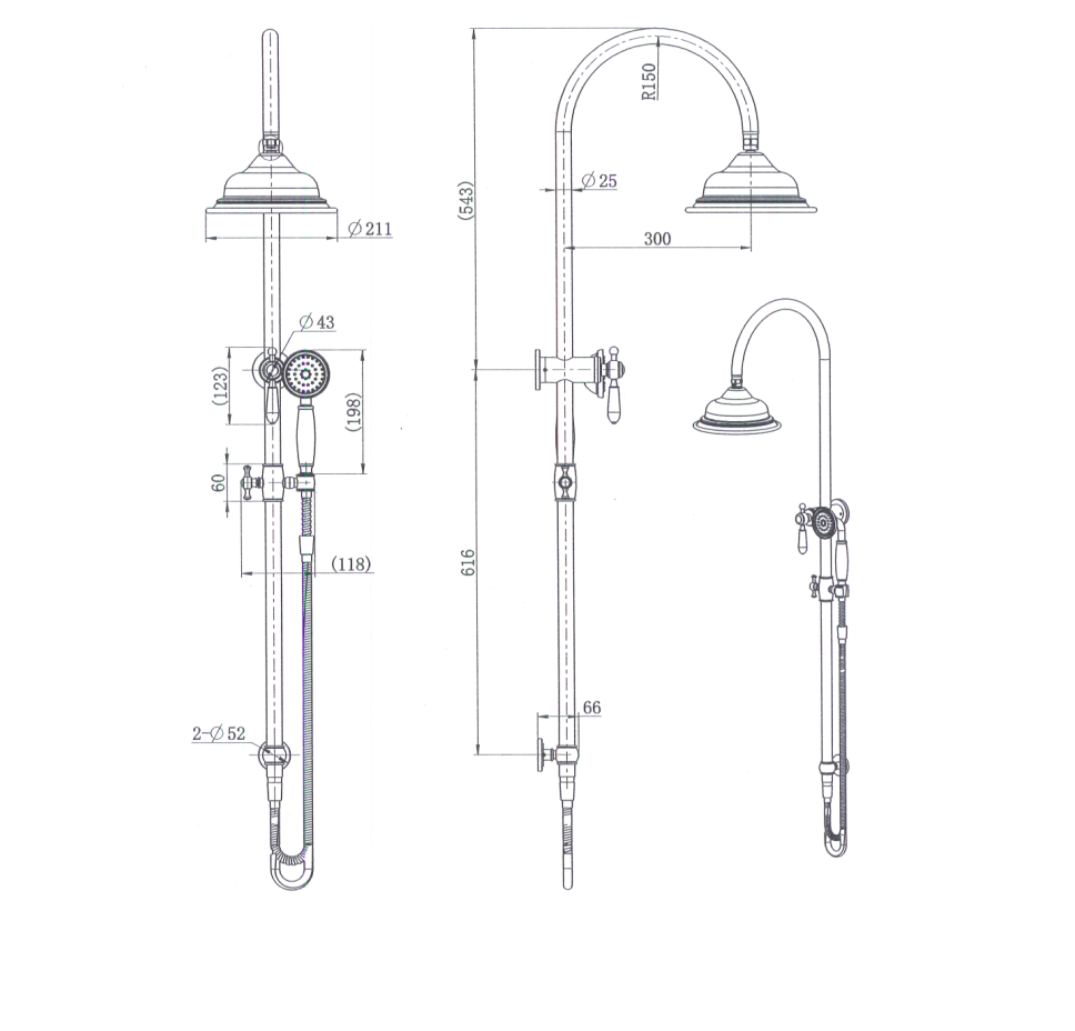 MODERN NATIONAL BORDEAUX SHOWER COLUMN SET MATTE BLACK