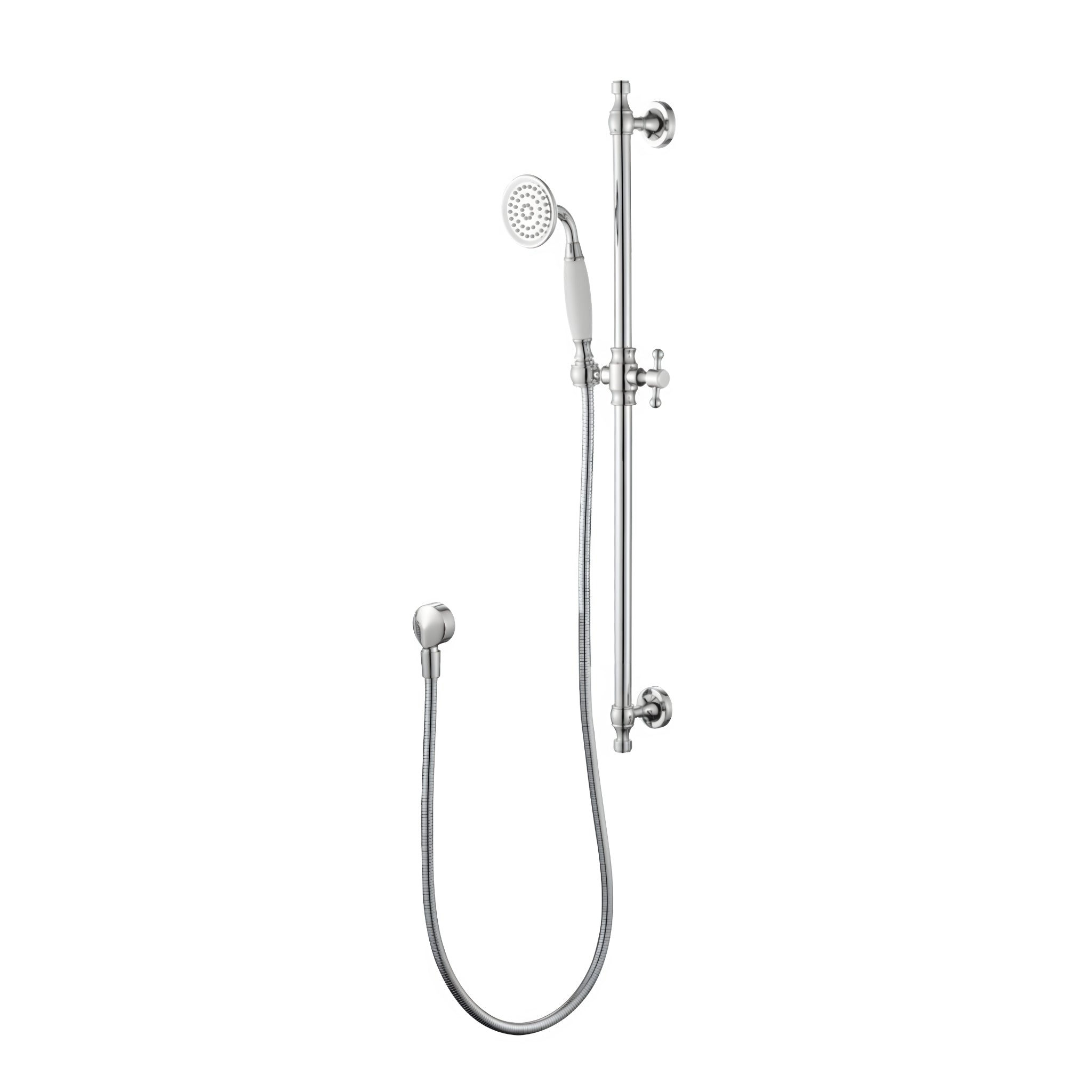 MODERN NATIONAL BORDEAUX SHOWER ON RAIL 755MM CHROME