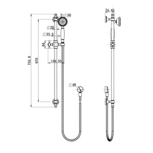 MODERN NATIONAL BORDEAUX SHOWER ON RAIL 755MM MATTE BLACK