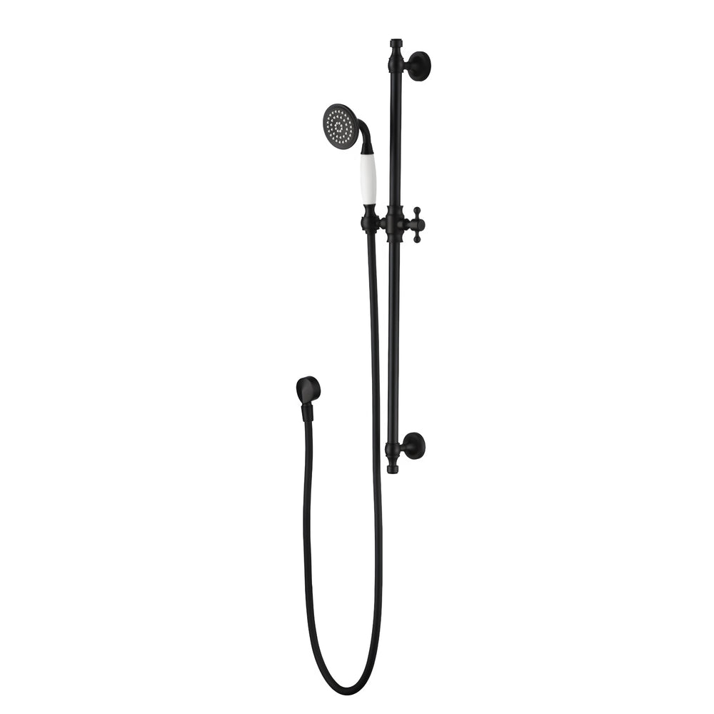 MODERN NATIONAL BORDEAUX SHOWER ON RAIL 755MM MATTE BLACK