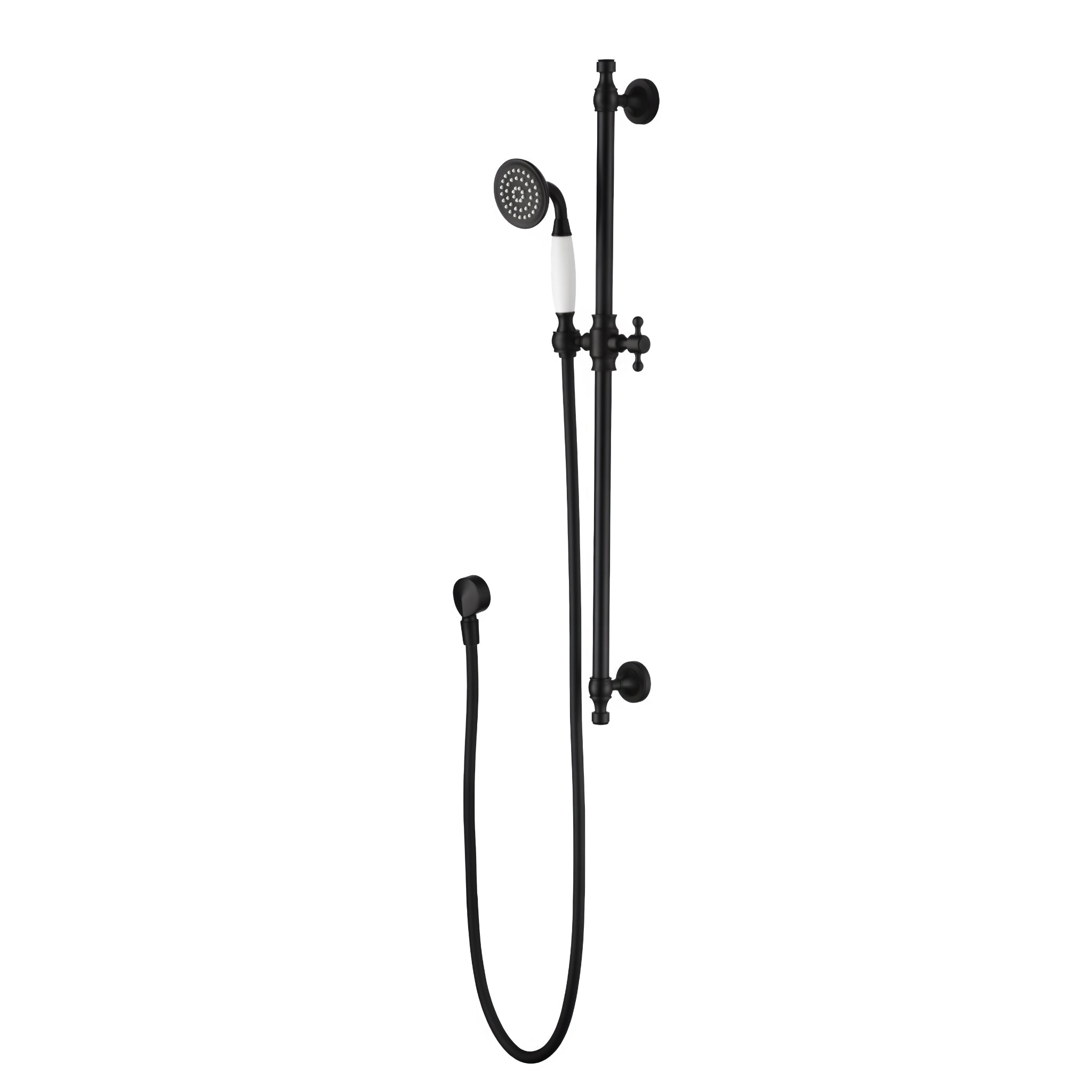 MODERN NATIONAL BORDEAUX SHOWER ON RAIL 755MM MATTE BLACK
