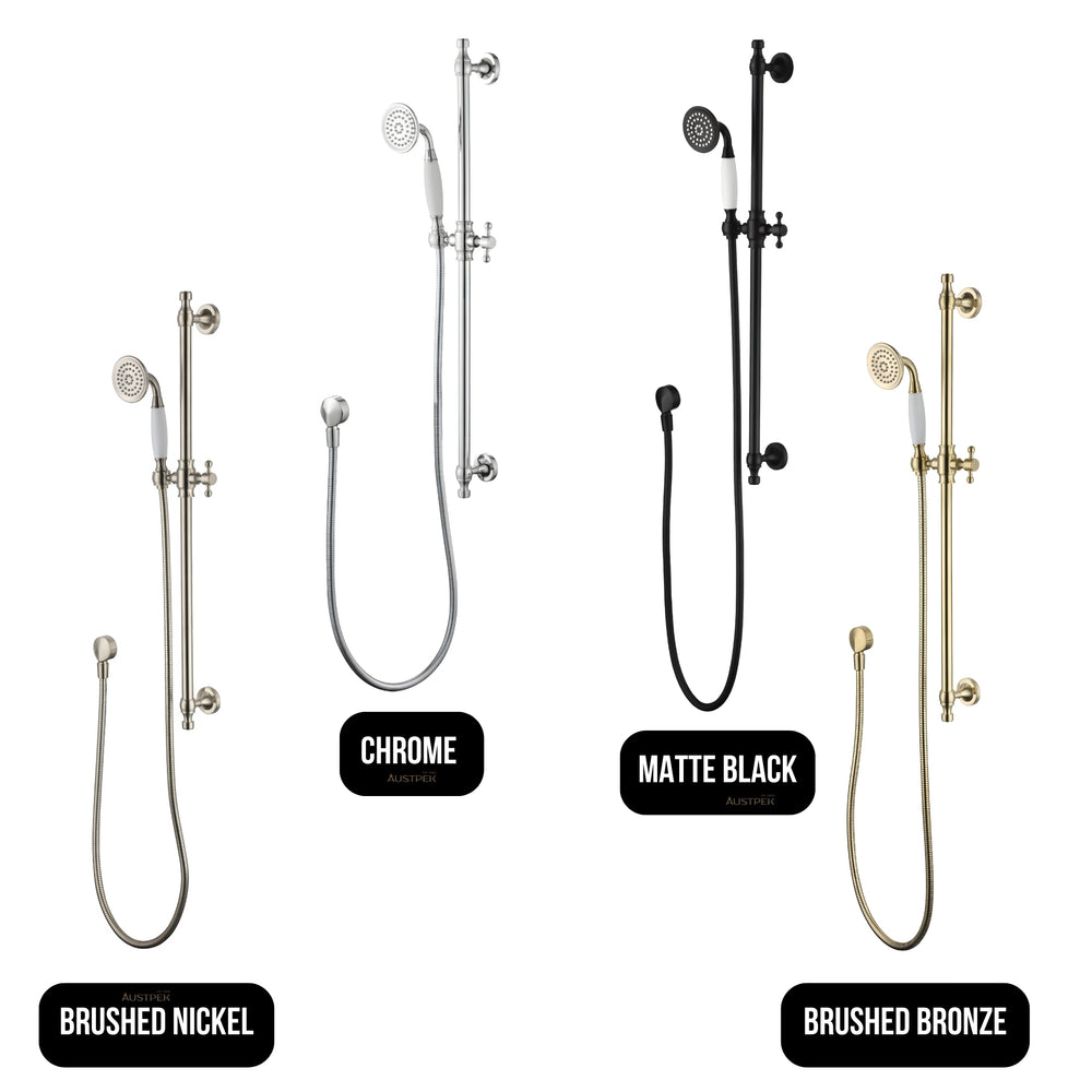 MODERN NATIONAL BORDEAUX SHOWER ON RAIL 755MM MATTE BLACK