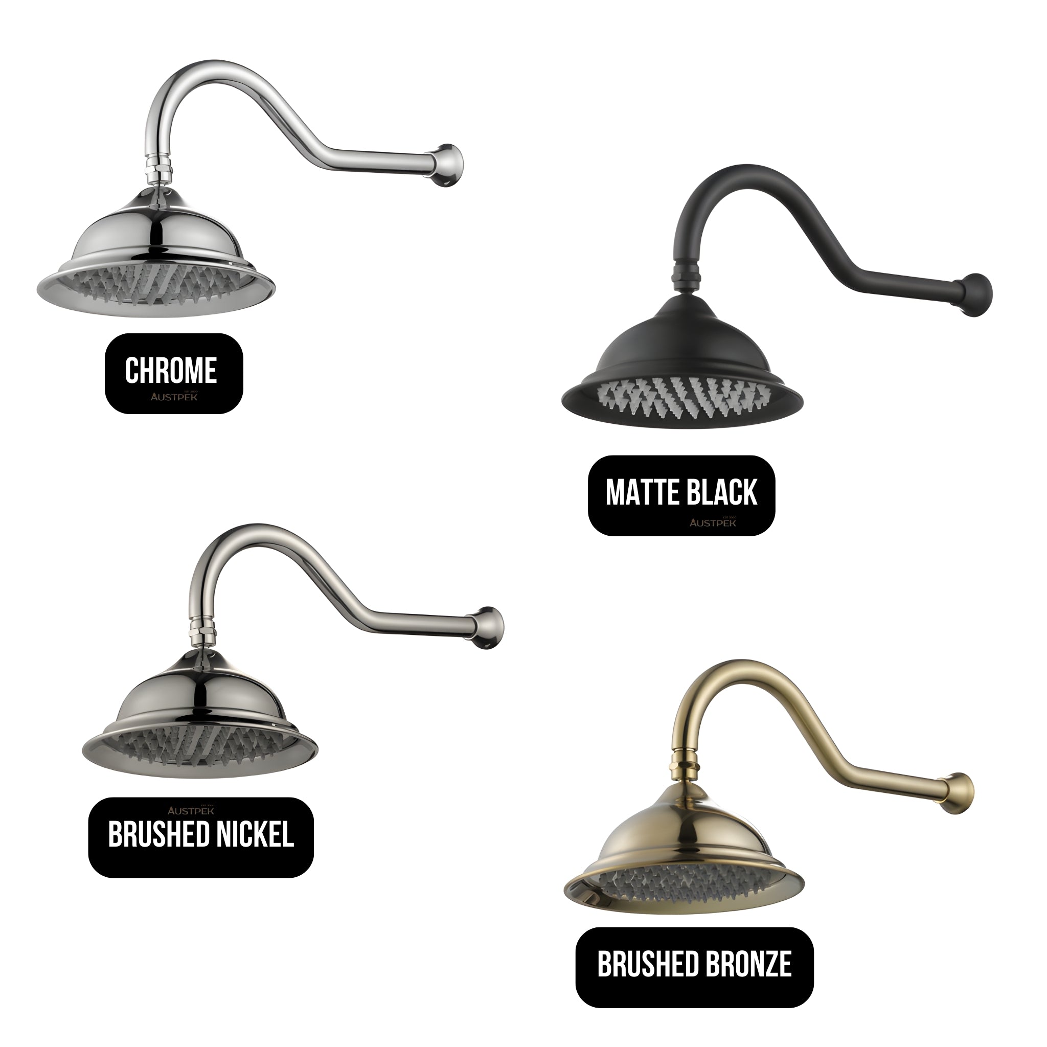 MODERN NATIONAL BORDEAUX SHOWER ARM WITH HEAD 505MM MATTE BLACK