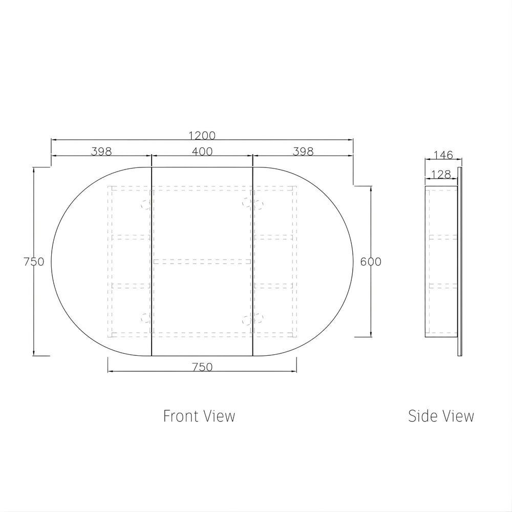 OTTI BONDI SHAVING CABINET NATURAL OAK 1200X750MM