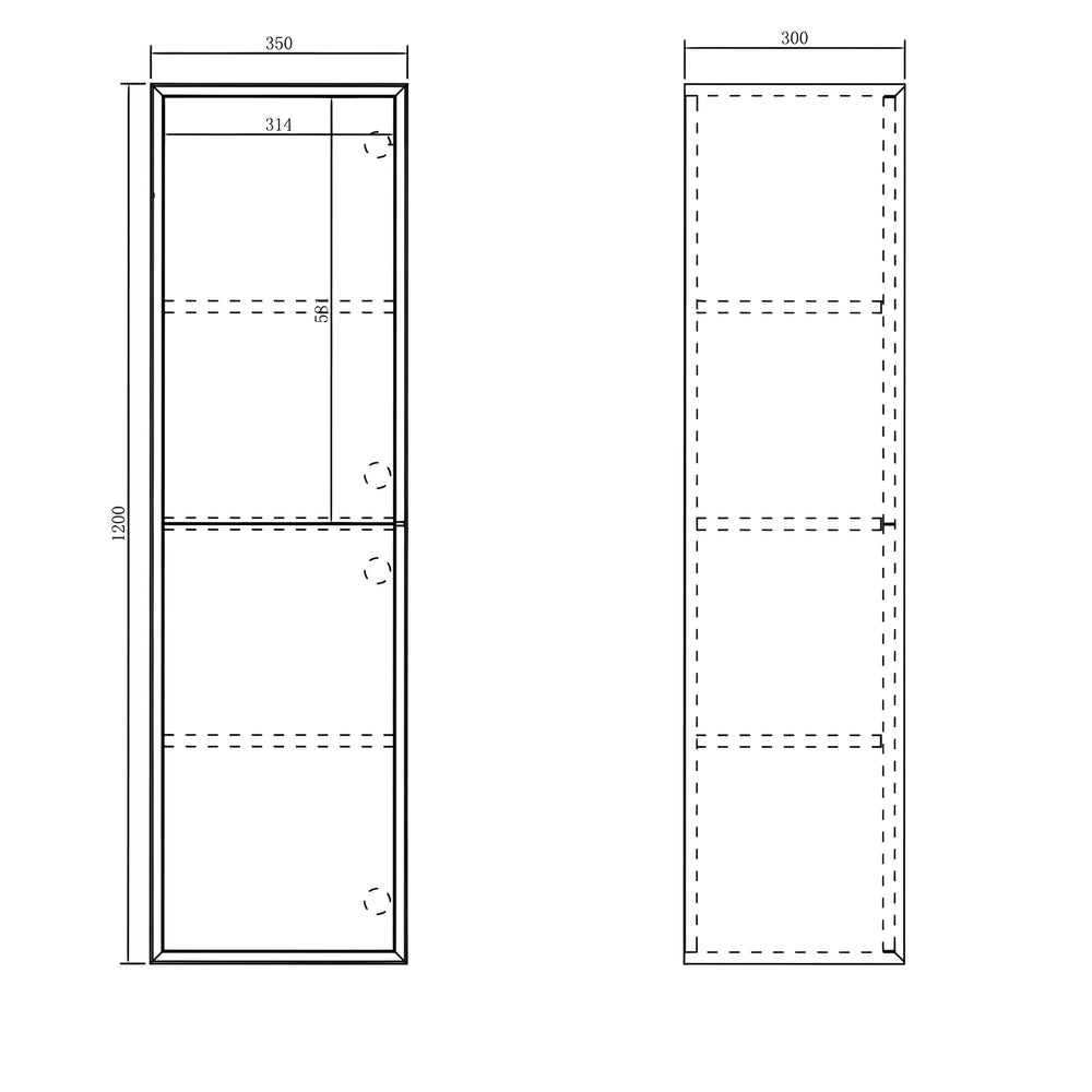 OTTI BONDI WALL HUNG TALL BOY 350MM X 1200MM WOODLAND OAK
