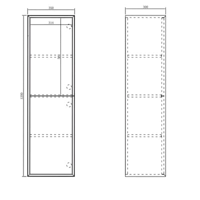 OTTI BONDI WALL HUNG TALL BOY 350MM X 1200MM WOODLAND OAK