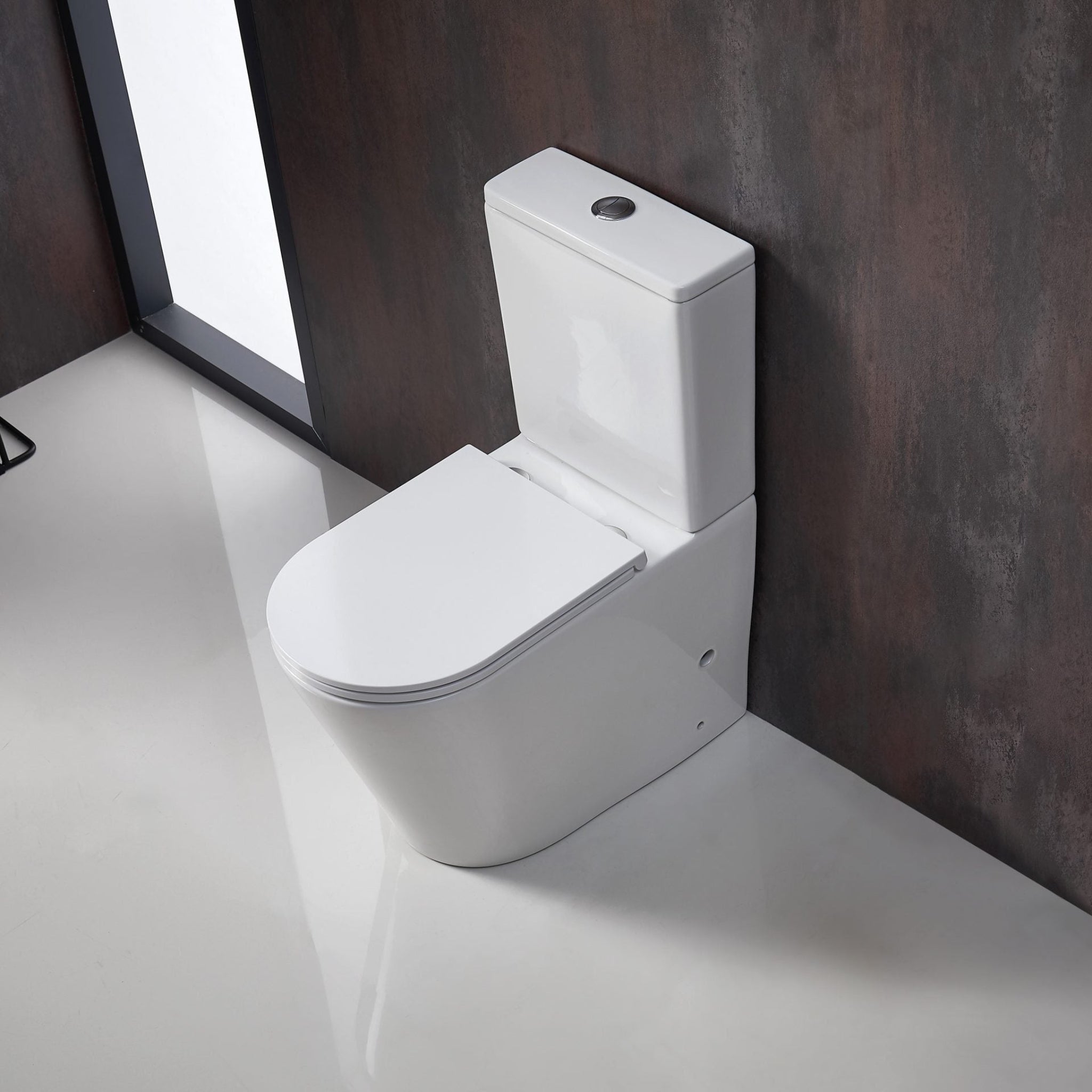 MERCIO BERLIN QUIETFLUSH RIMLESS AND TORNADO FLUSH BACK TO WALL TOILET SUITE HIGH GLOSS WHITE