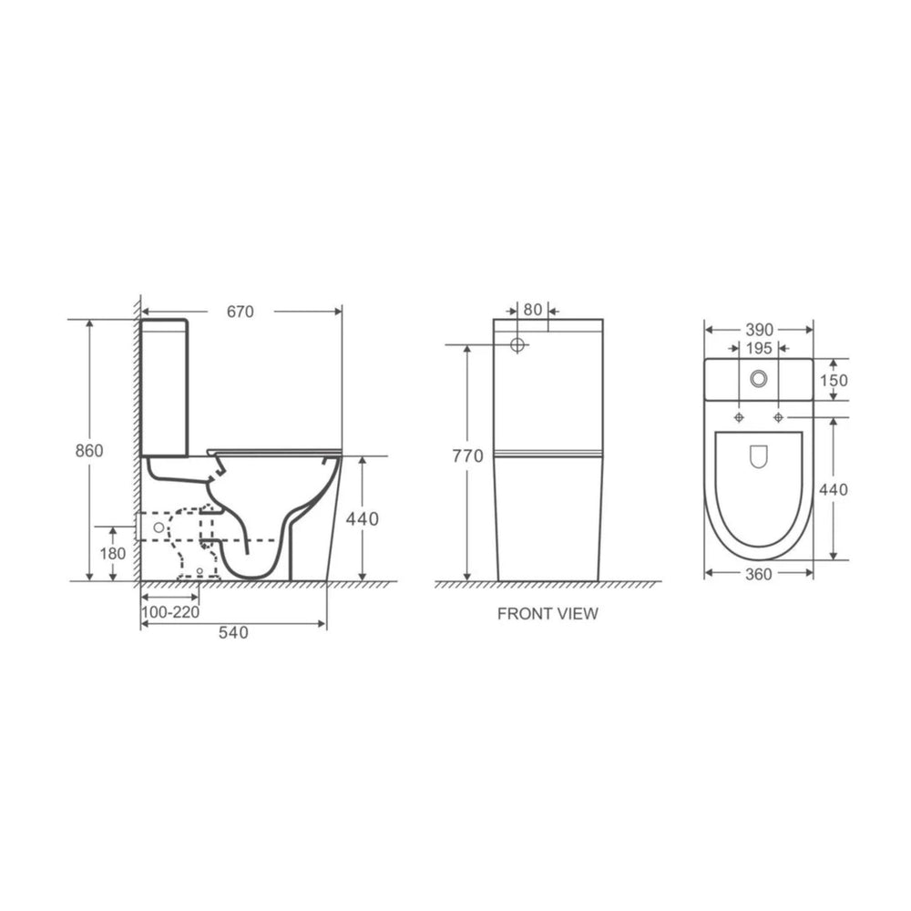 MERCIO BERLIN QUIET RIMLESS AND TORNADO FLUSH BACK TO WALL TOILET SUITE MATTE BLACK