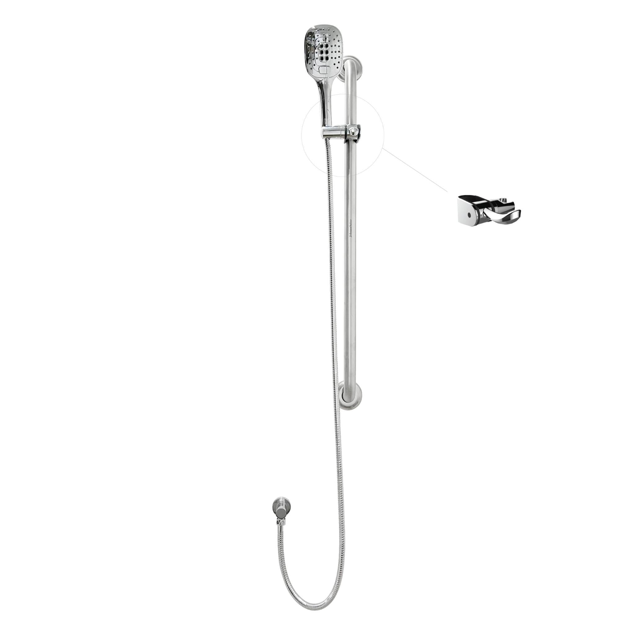 JOHNSON SUISSE LIFE ASSIST 3 FUNCTION GRAB RAIL SHOWER SET 900MM CHROME