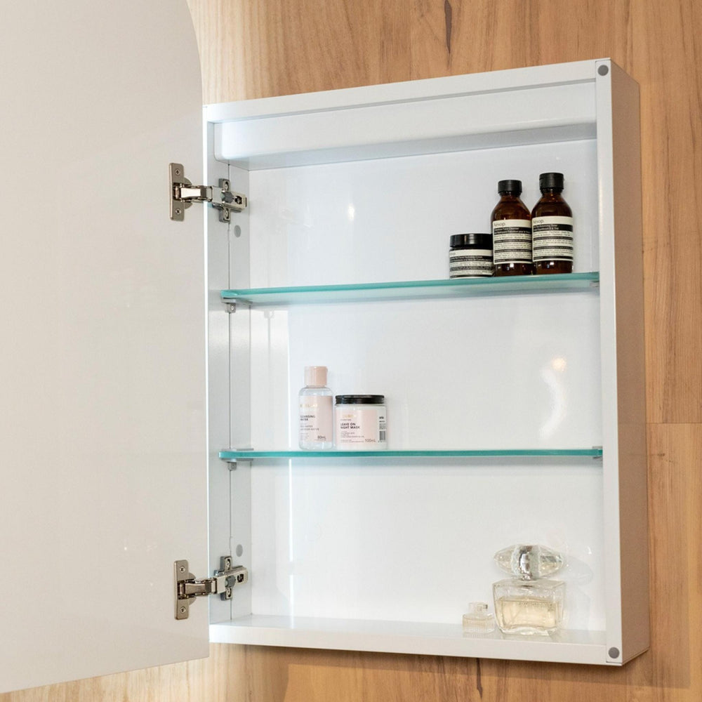 REMER BLANCA CUSTOM COLOURS FRAMED WHITE LED SHAVING CABINET 504X904MM