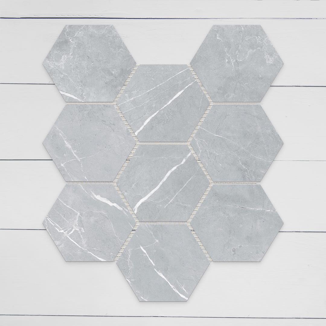 ELITE IMPORTERS BRACCA LIGHT GREY MATTE 292X252MM HEXAGON MOSAIC TILE (PER BOX)