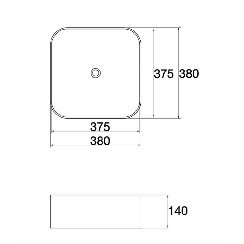 CLAYA SQUARE ABOVE COUNTER BASIN GLOSS WHITE BLACK RIM 380MM