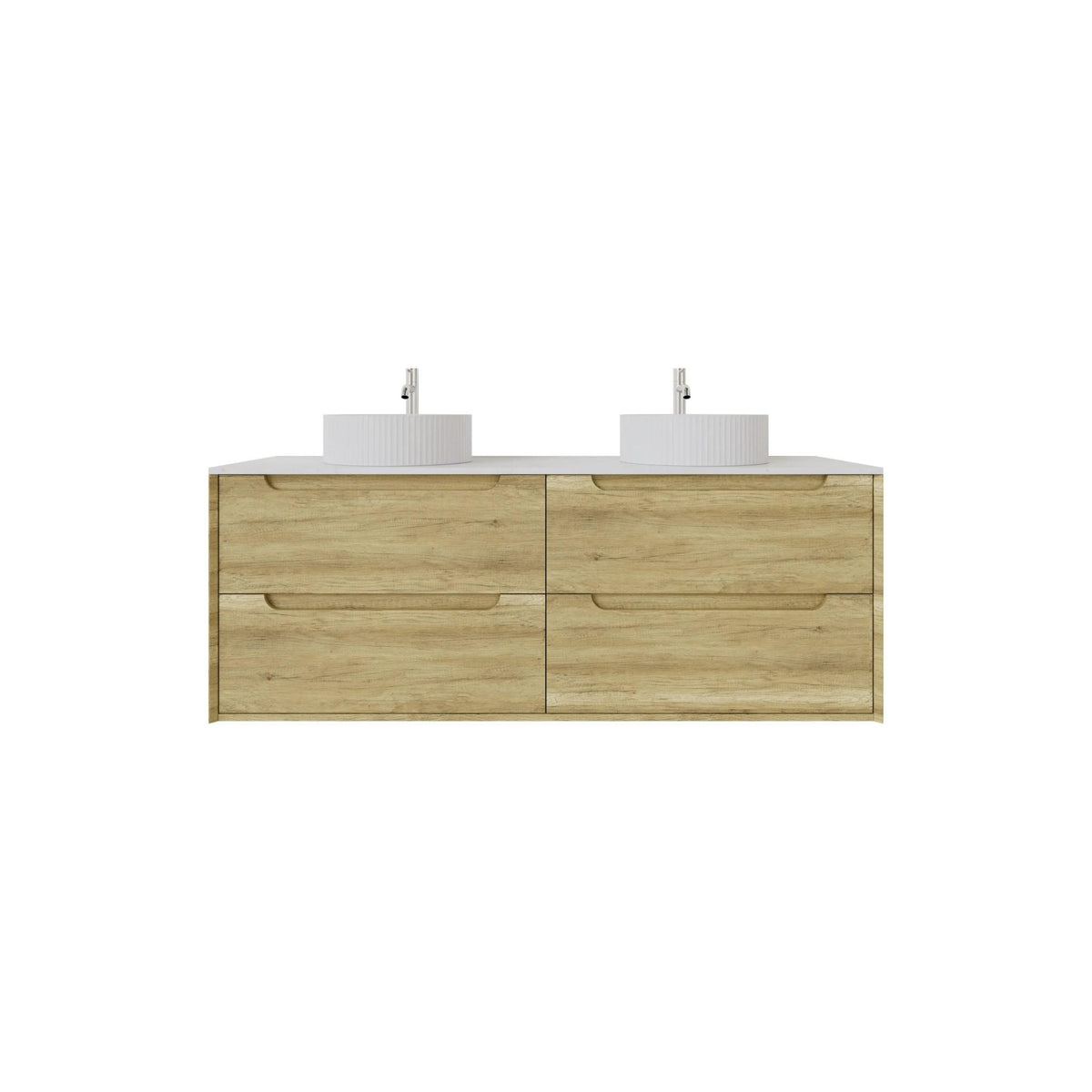 VITO BROOKLYN ASHWOOD 1500MM DOUBLE BOWL WALL HUNG VANITY