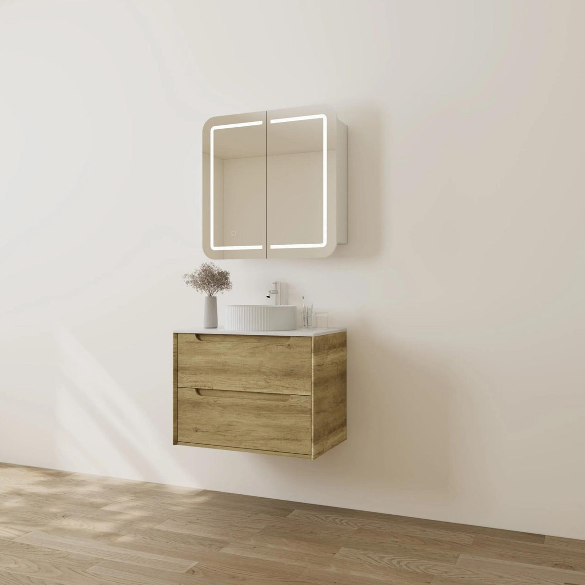 VITO BROOKLYN ASHWOOD 750MM SINGLE BOWL WALL HUNG VANITY