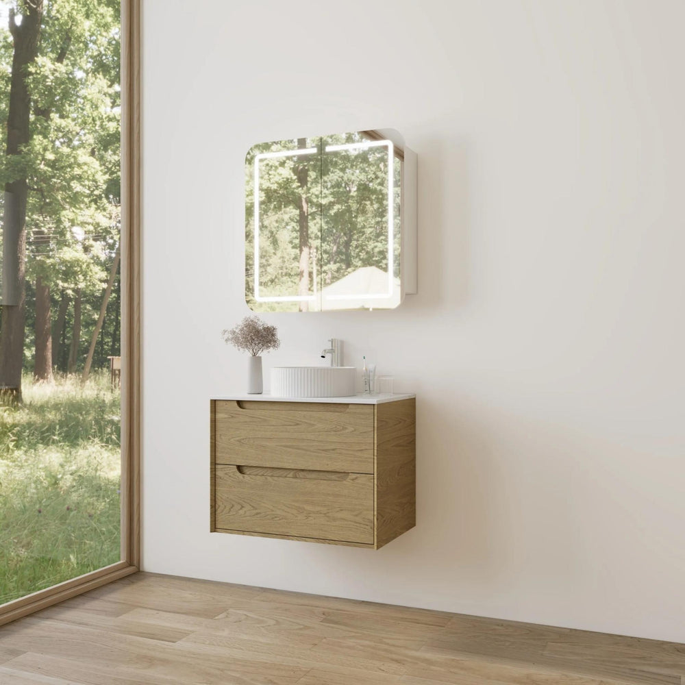 VITO BROOKLYN RED OAK 750MM SINGLE BOWL WALL HUNG VANITY