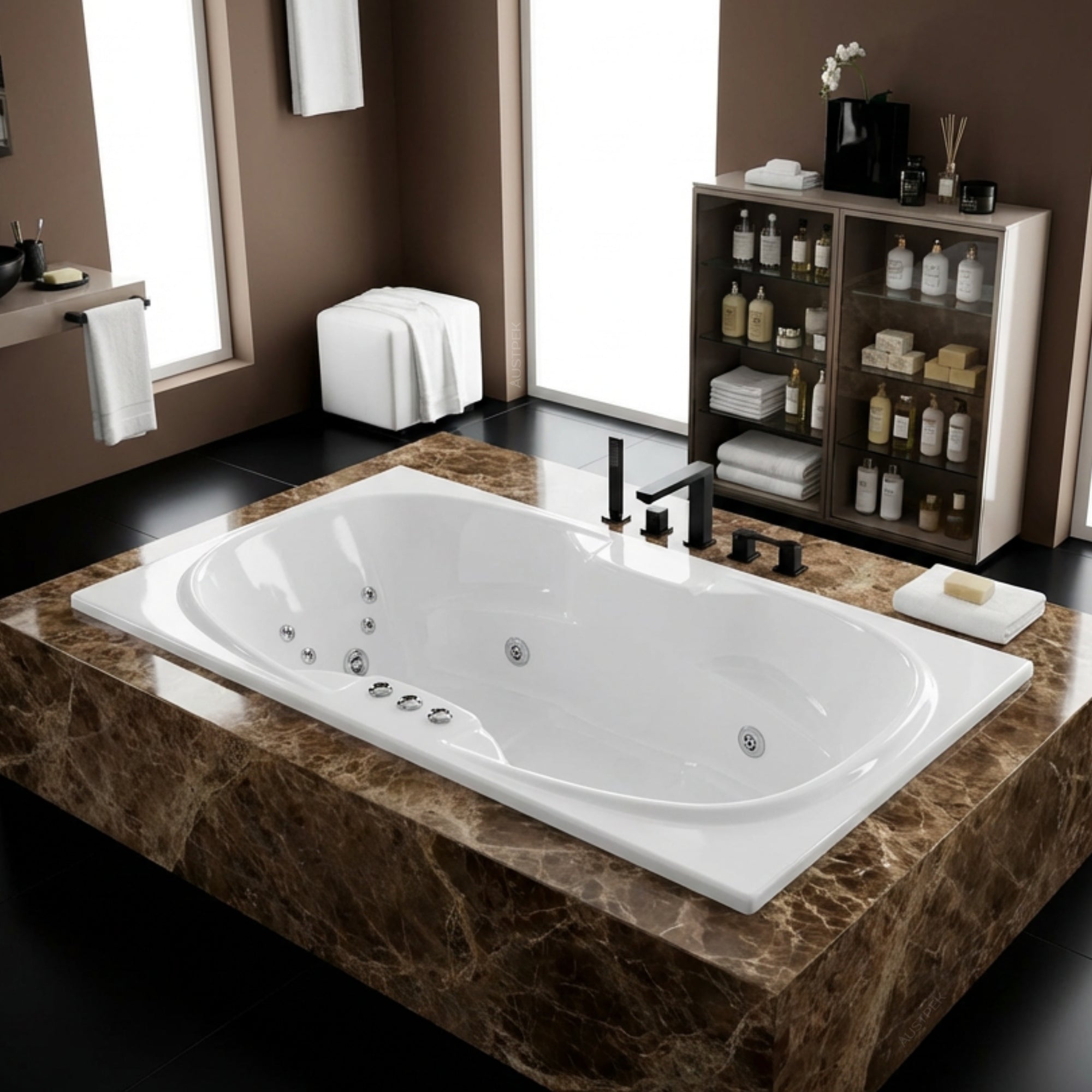 BROADWAY BARGELO PETITE SPA BATHTUB GLOSS WHITE 1800MM WITH 18 JETS