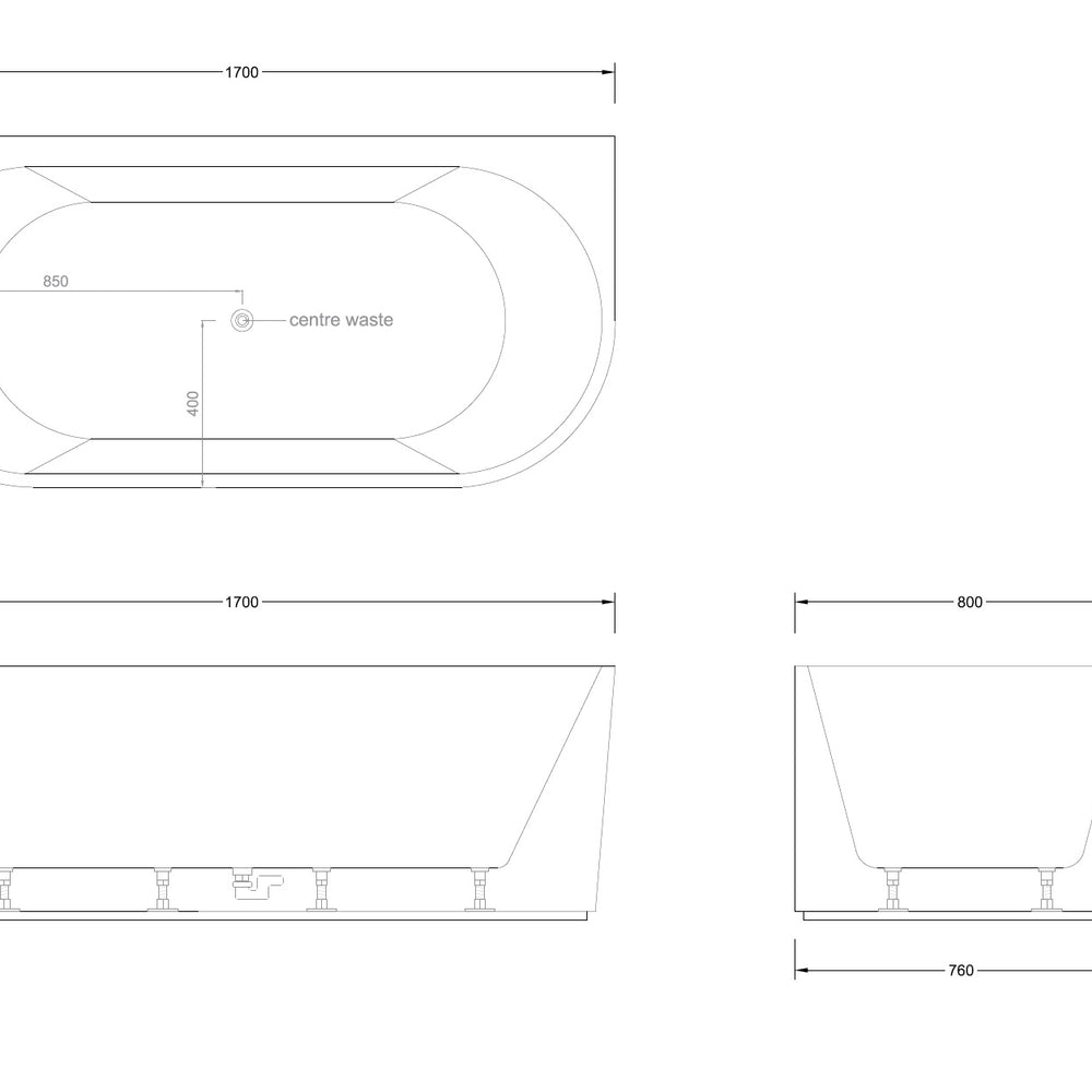 BROADWAY MALLORCA FLUTED BACK TO WALL SPA BATHTUB GLOSS WHITE (AVAILABLE IN 1500MM AND 1700MM) WITH 10-JETS
