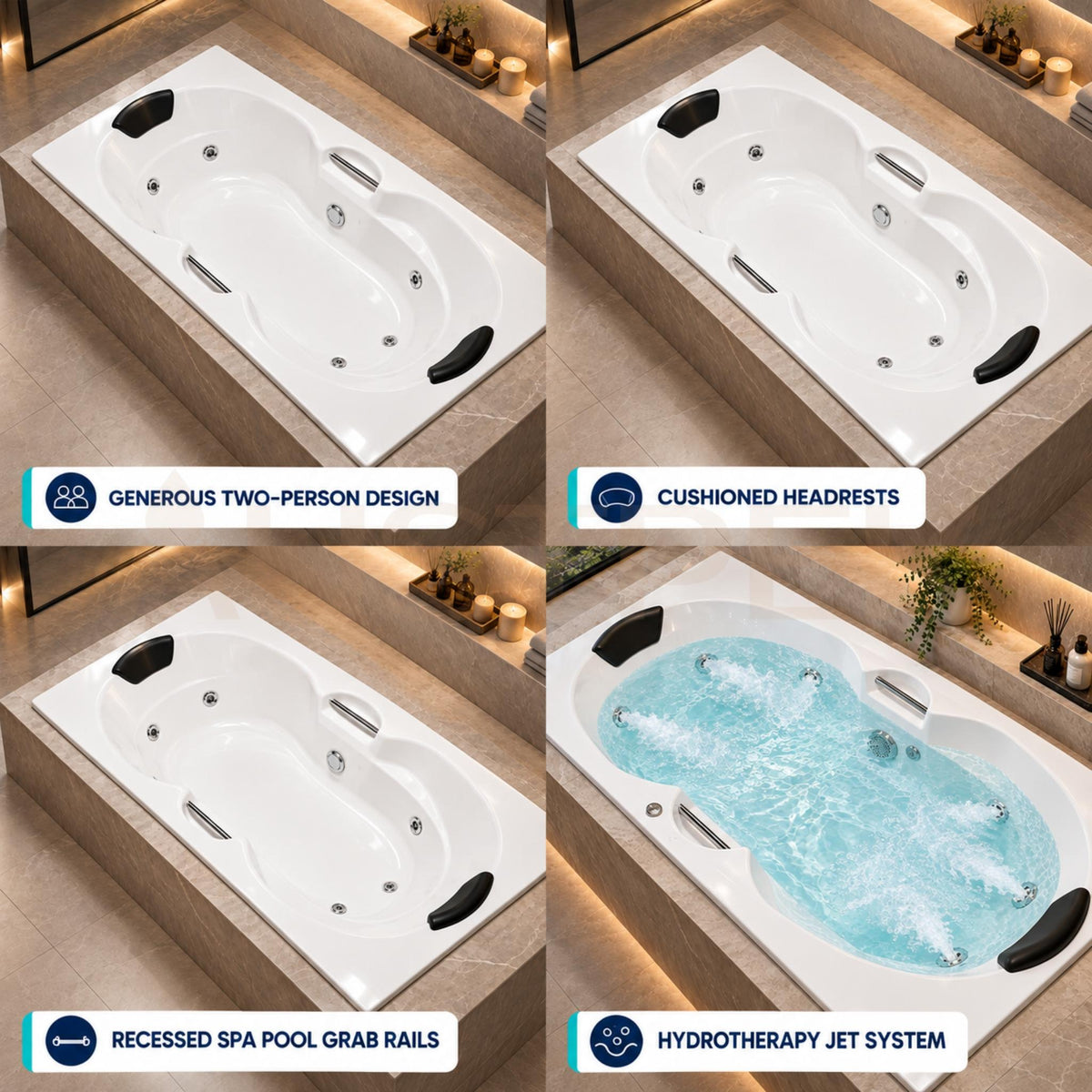 BROADWAY ANDORRA SPA BATHTUB WHITE 1790MM WITH JET