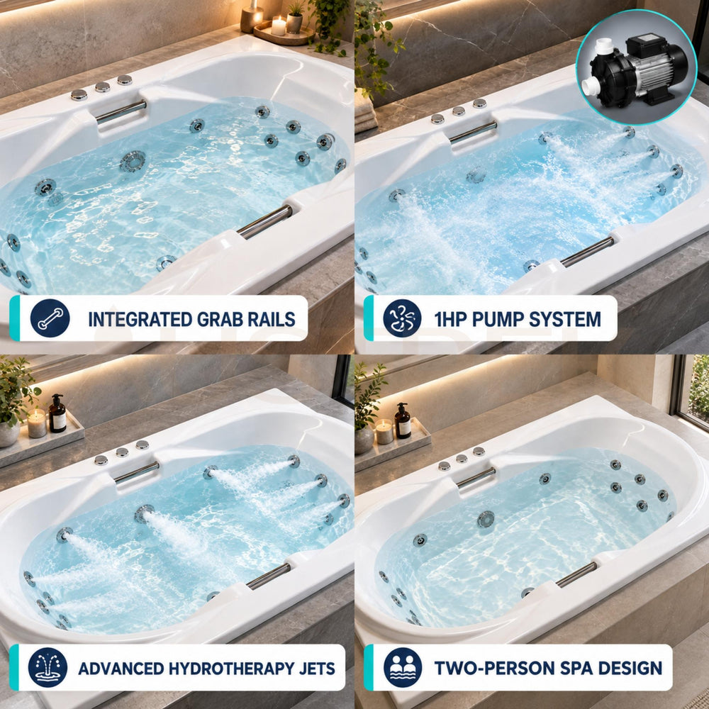 BROADWAY CASTILLA SPA BATHTUB GLOSS WHITE 1800MM WITH 15-JETS