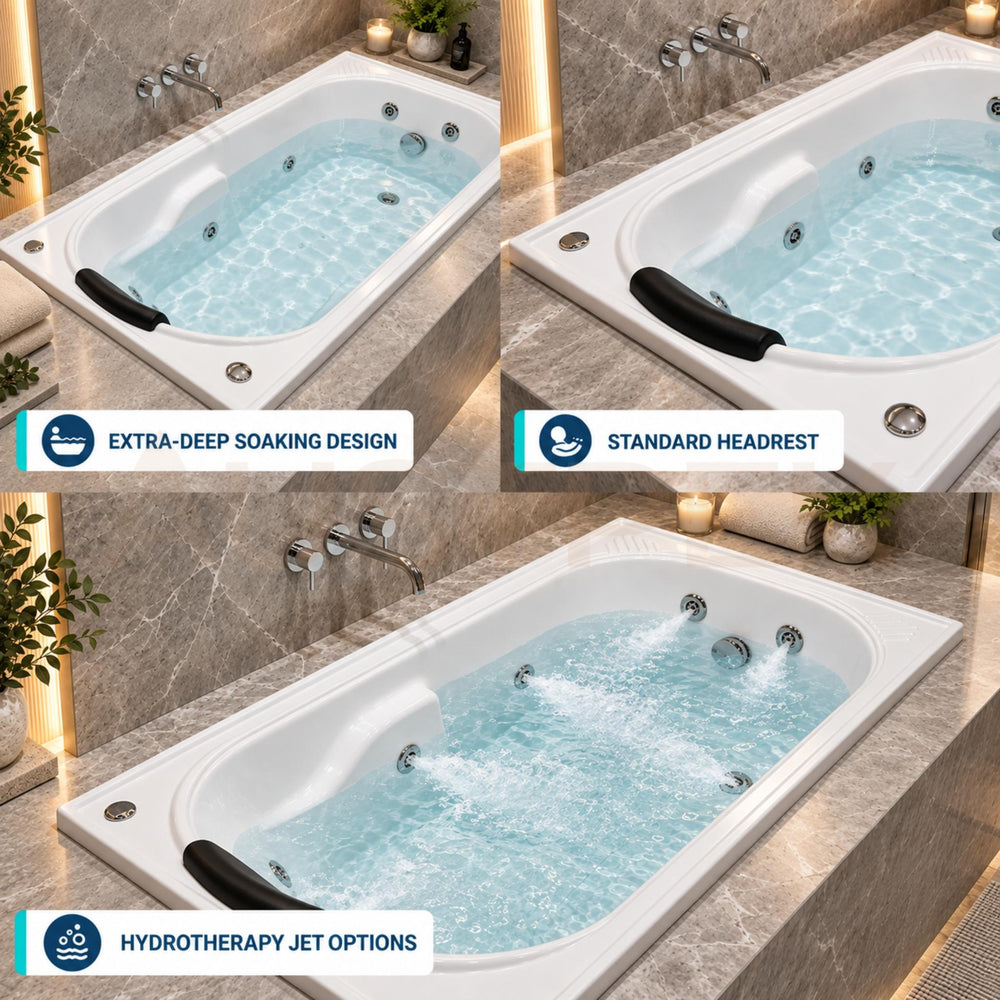 BROADWAY ISABELLA SPA BATH GLOSS WHITE (AVAILABLE IN 1530MM, 1650MM AND 1800MM) WITH JET OPTIONS