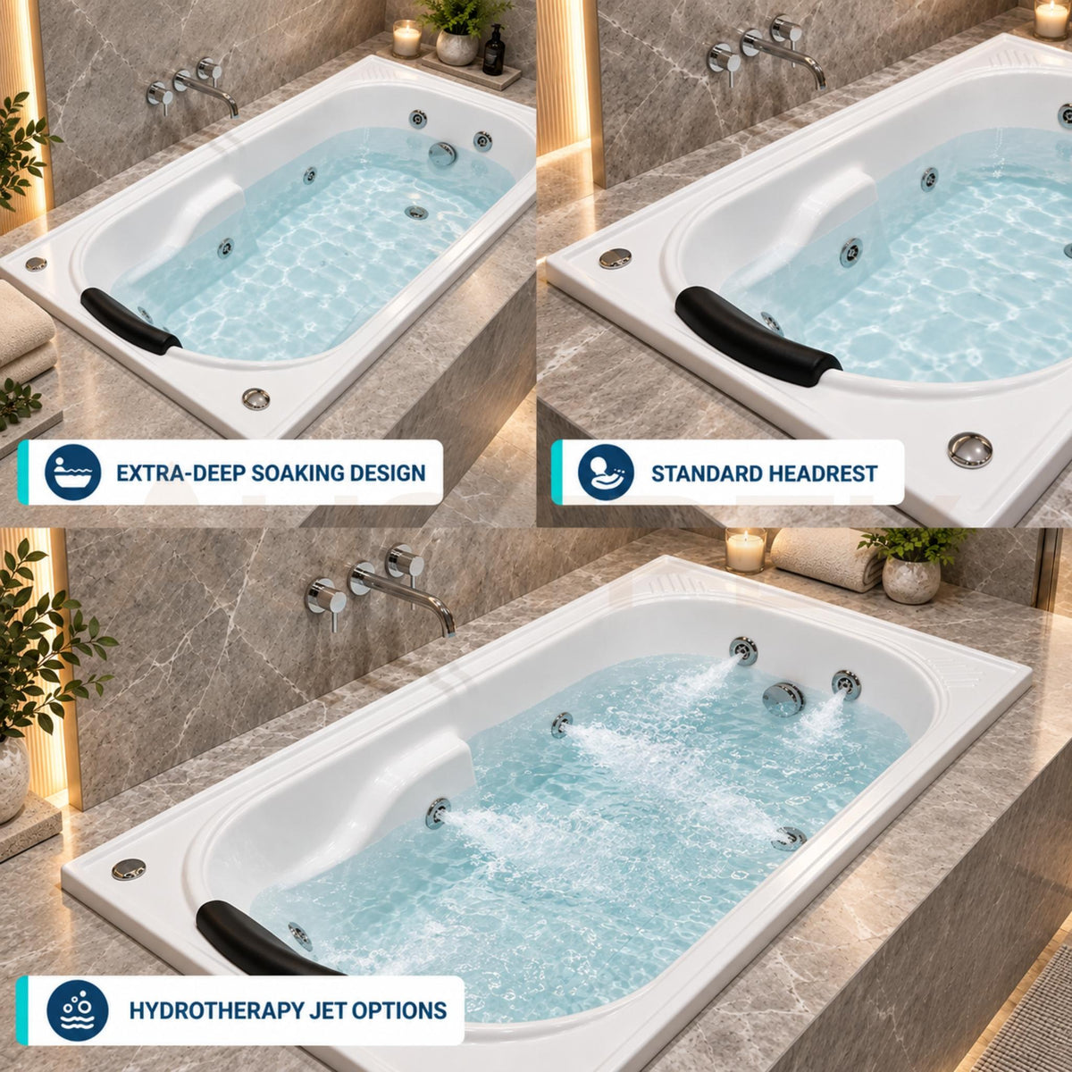 BROADWAY ISABELLA SPA BATH GLOSS WHITE (AVAILABLE IN 1530MM, 1650MM AND 1800MM) WITH JET OPTIONS