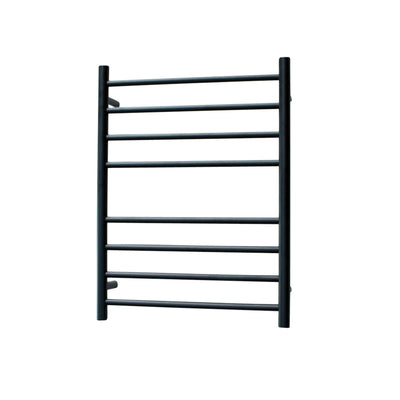 RADIANT HEATING 8-BARS ROUND HEATED TOWEL RAIL MATTE BLACK 65WATTS 530MM