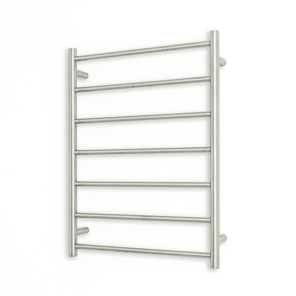 RADIANT HEATING 7-BARS ROUND HEATED TOWEL RAIL BRUSHED SATIN 600MM