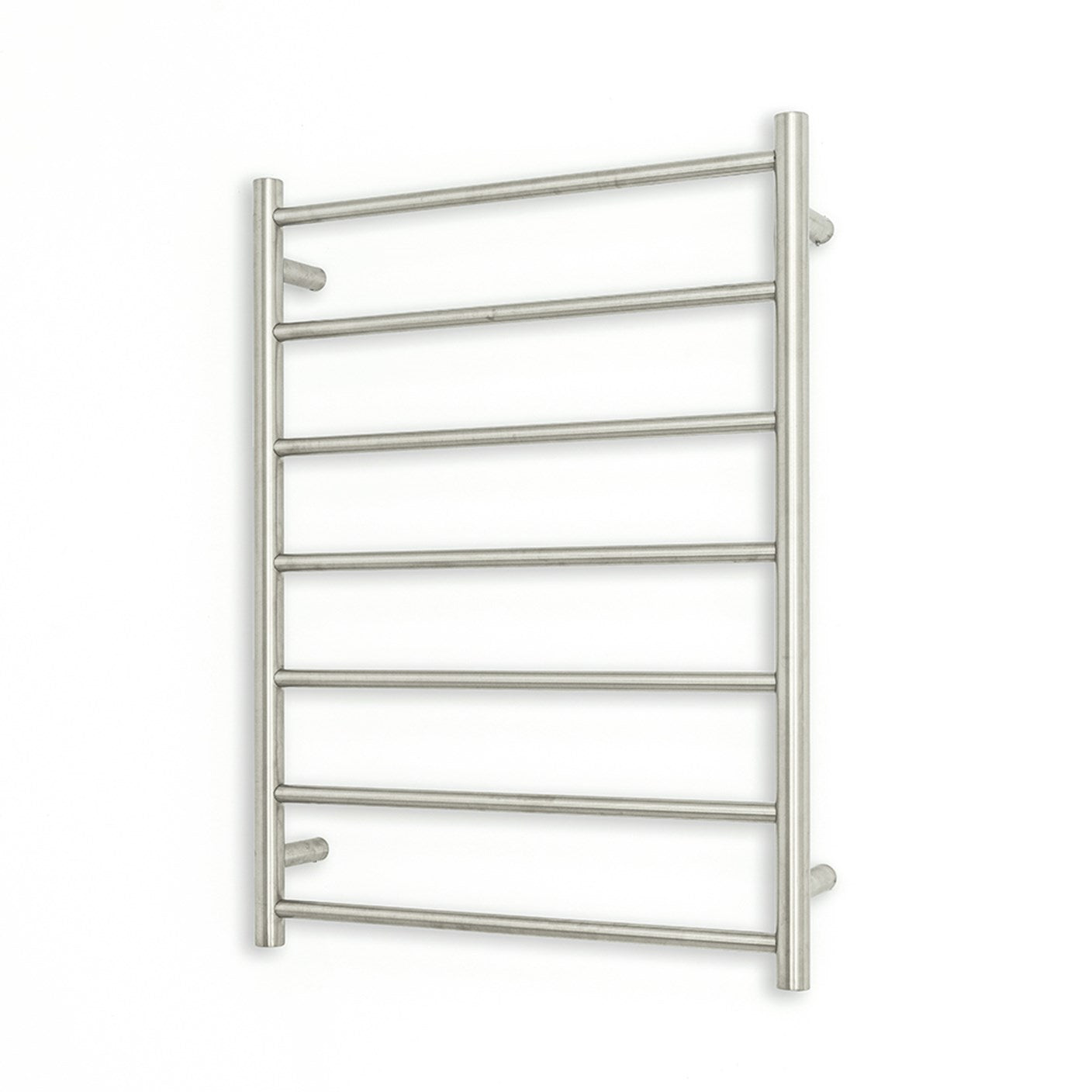 RADIANT HEATING 7-BARS ROUND HEATED TOWEL RAIL BRUSHED SATIN 600MM