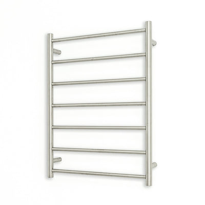 RADIANT HEATING 7-BARS ROUND HEATED TOWEL RAIL BRUSHED SATIN 600MM