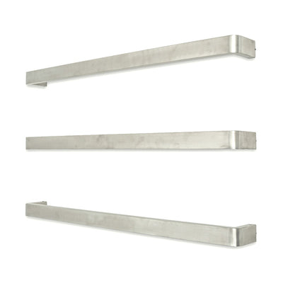 RADIANT HEATING VAIL CURVED HEATED SINGLE TOWEL RAIL BRUSHED SATIN 650MM AND 800MM