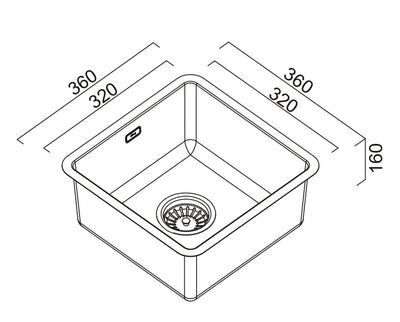 SCHOCK BS SINGLE BOWL BAR SINK BLACK PEARL 360MM