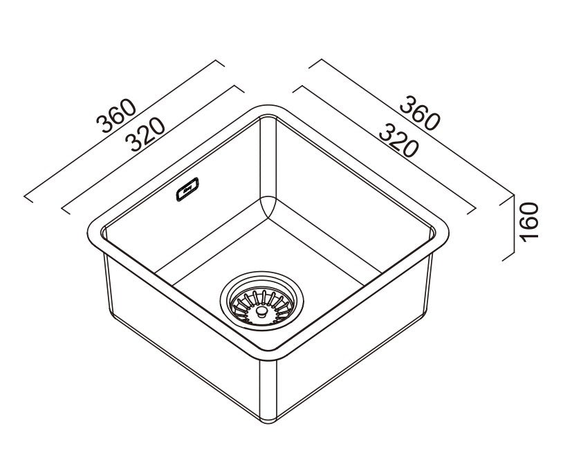 ABEY BS SINGLE BOWL BAR SINK BLACK PEARL 360MM