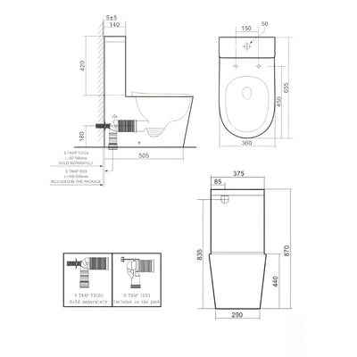LAFEME THEA LUXURY VEGA RIMLESS BACK TO WALL TORNADO SMART TOILET W/ AUTOLID WHITE