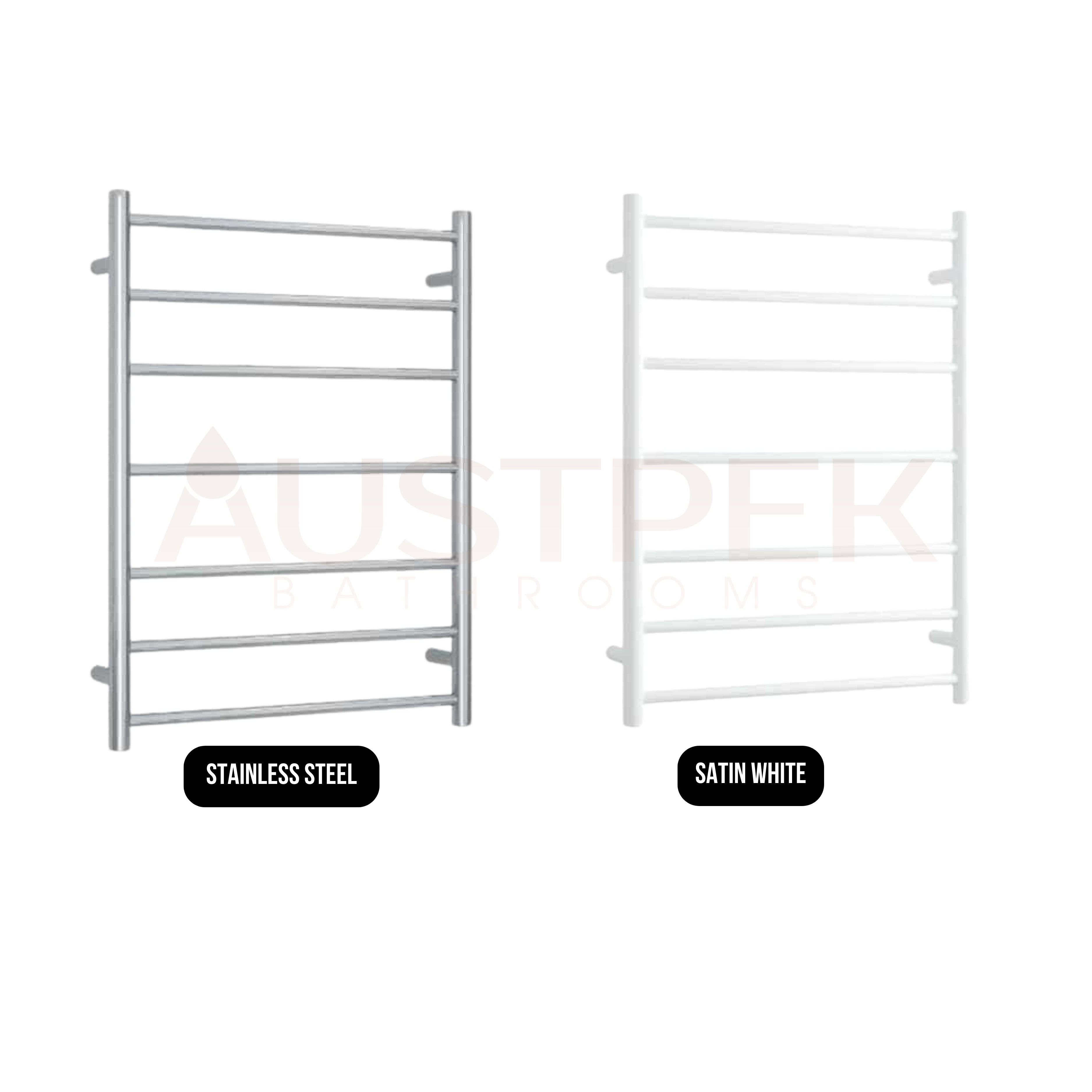THERMOGROUP ROUND LADDER HEATED TOWEL RAIL SATIN WHITE 600MM
